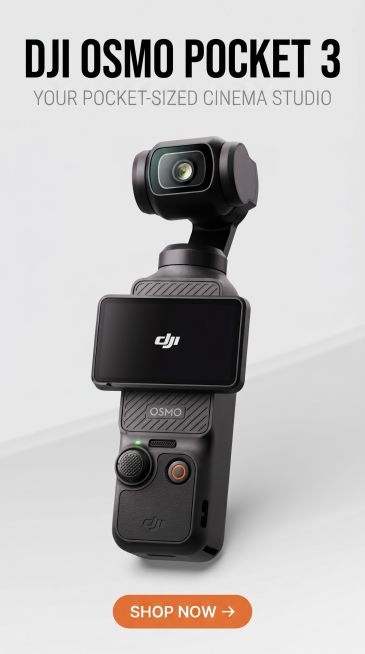 严格还原参考图中的DJI Osmo Pocket 3 产品细节，包括哑光黑机身颜色、DJI/OSMO 品牌 LOGO 位置、文字内容、橙色录制按键、云台镜头结构、可旋转触控屏等所有细节，产品尺寸约 1预览效果