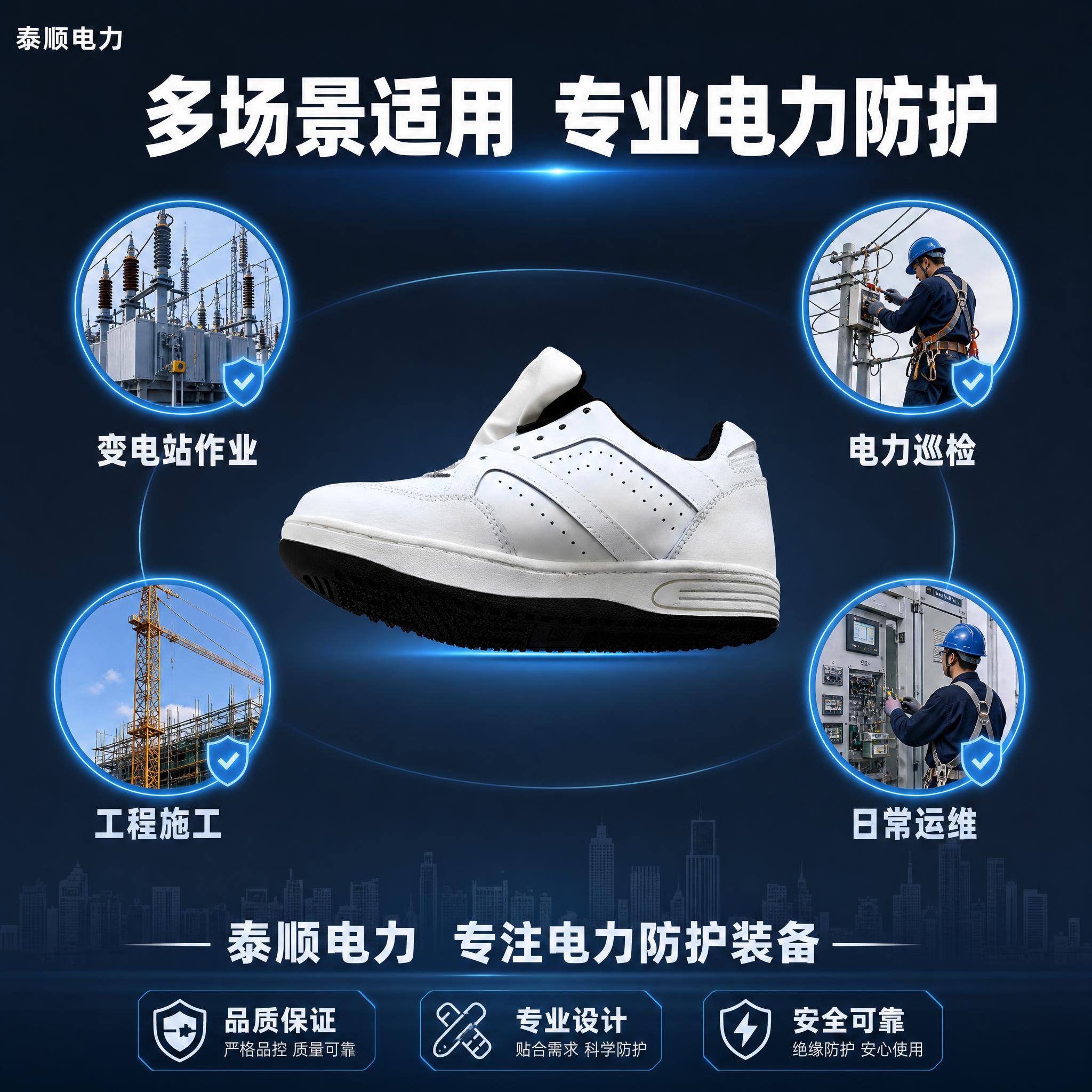 [主图-4] 500KV导电鞋适用场景与品质保障图，展示多场景… - 图片创意预览