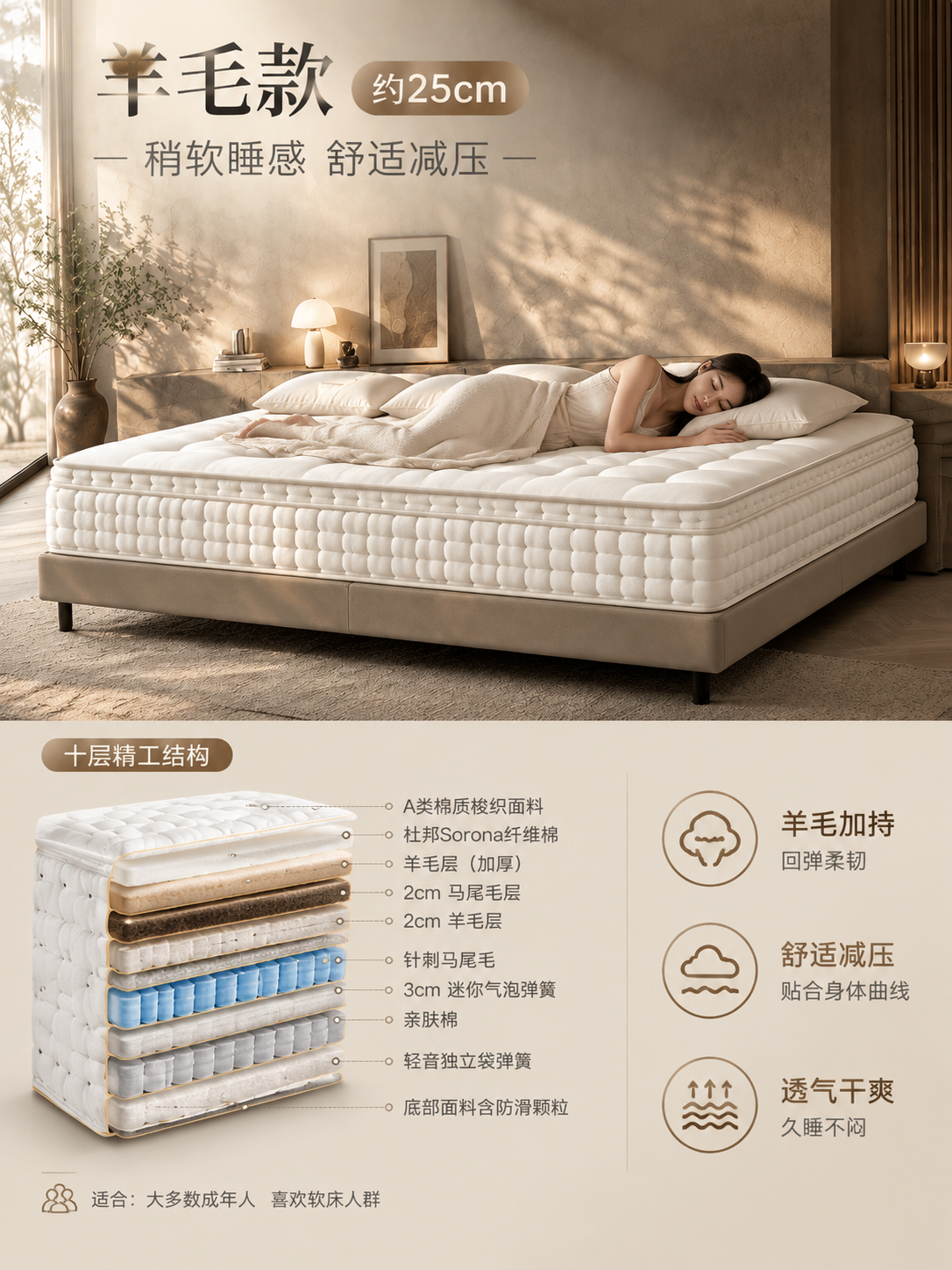 [商品] 使用第1张图的侘寂风卧室场景床垫图，保留白色格子手工… - 图片创意预览