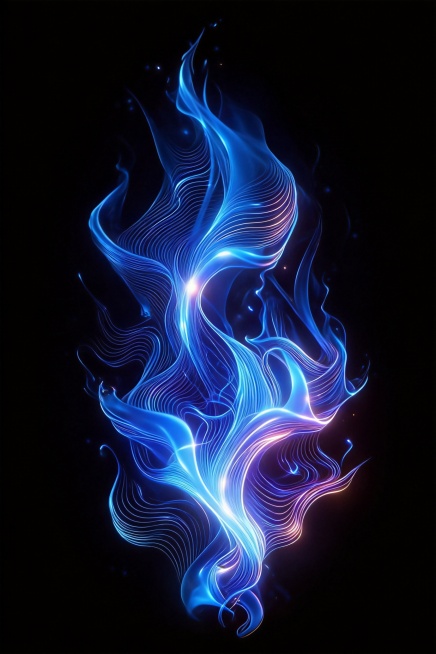 blue smoke abstract design on black background, in the style of luminous 3d objects, futuristic chro预览效果