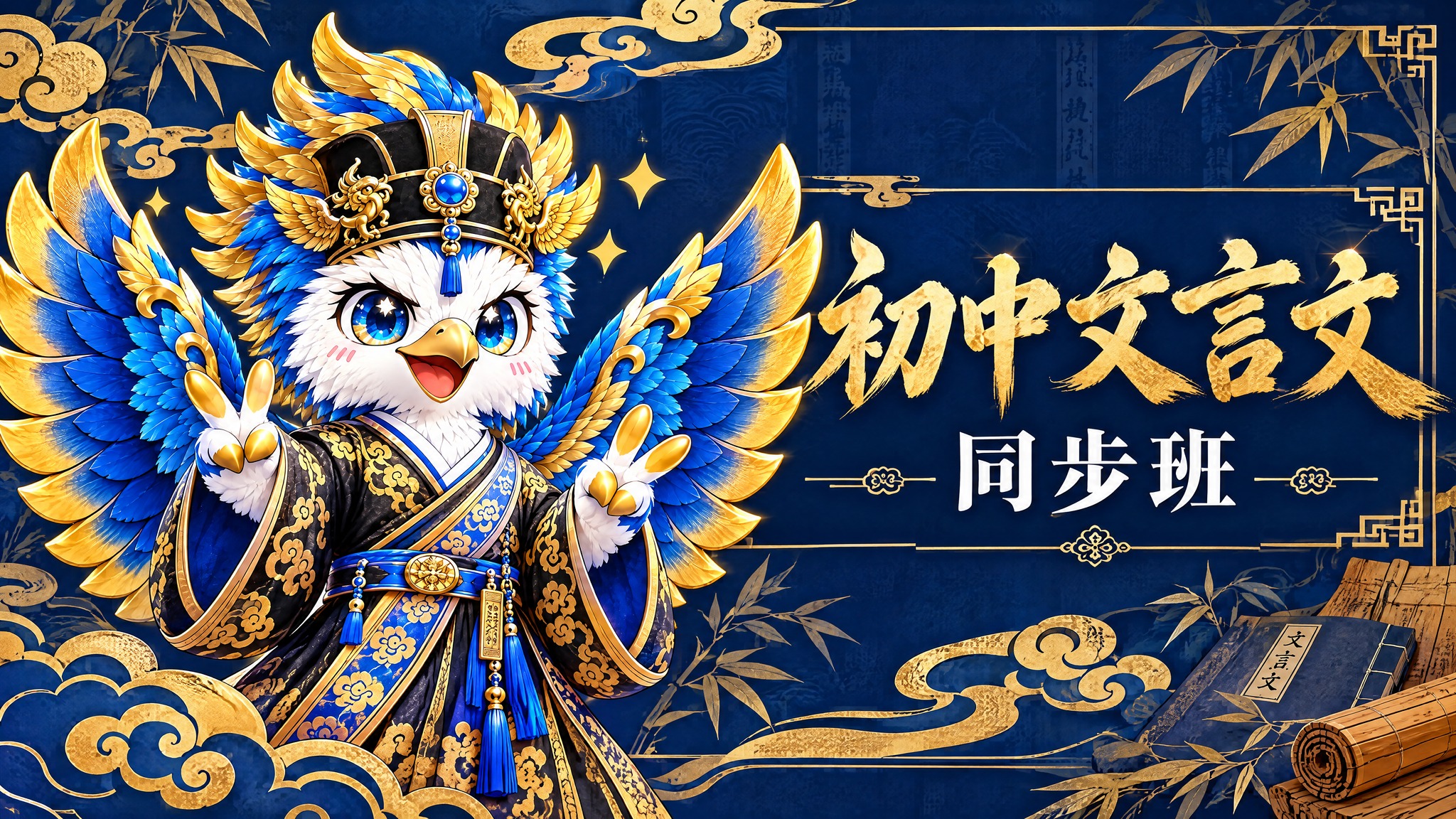 横版教育宣传图，尺寸540x292，左侧放置参考图中的蓝金鹰形… - 图片创意预览