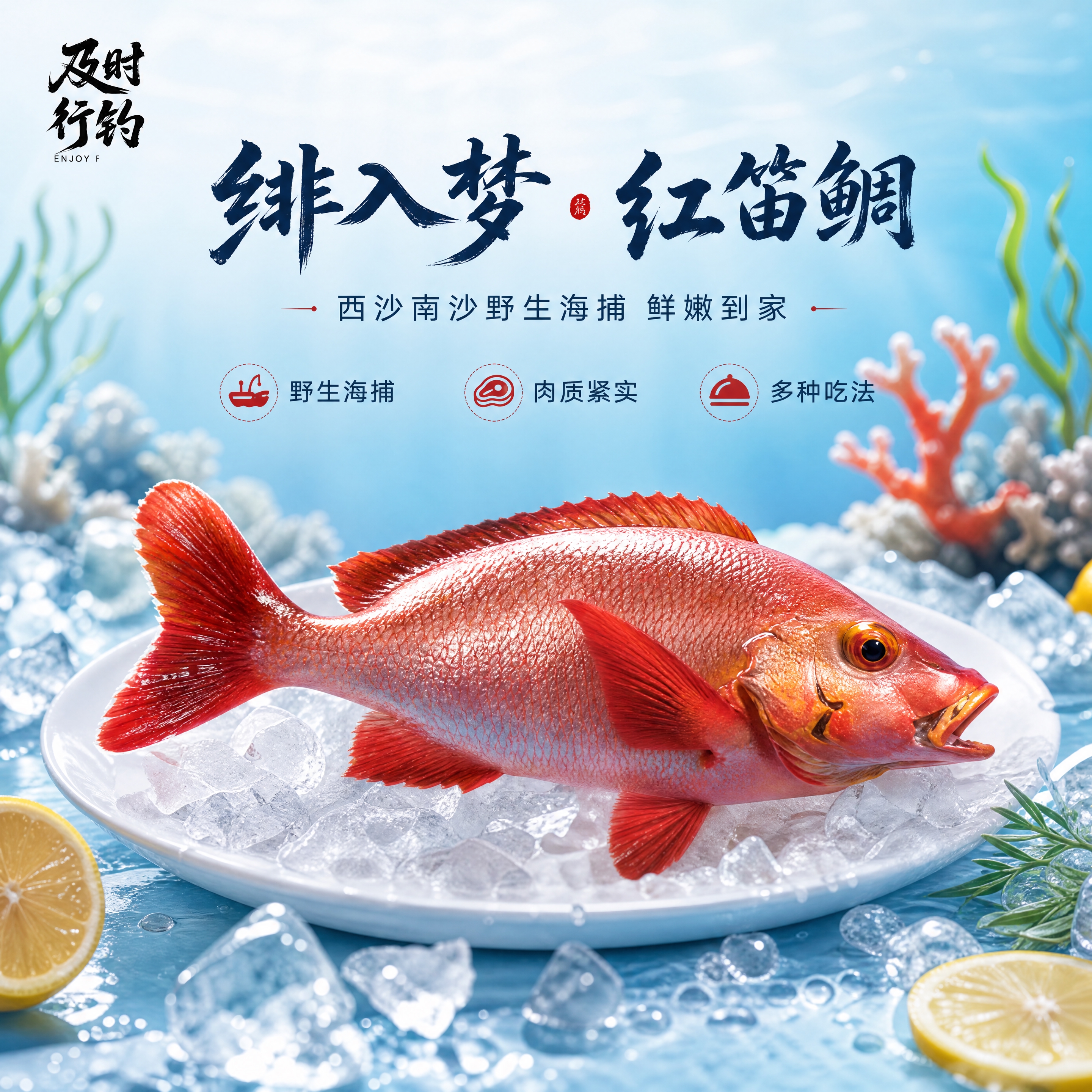 [商品] 使用【图1】野生红笛鲷；保留鱼身绯红色鳞片、红色鱼鳍… - 图片创意预览