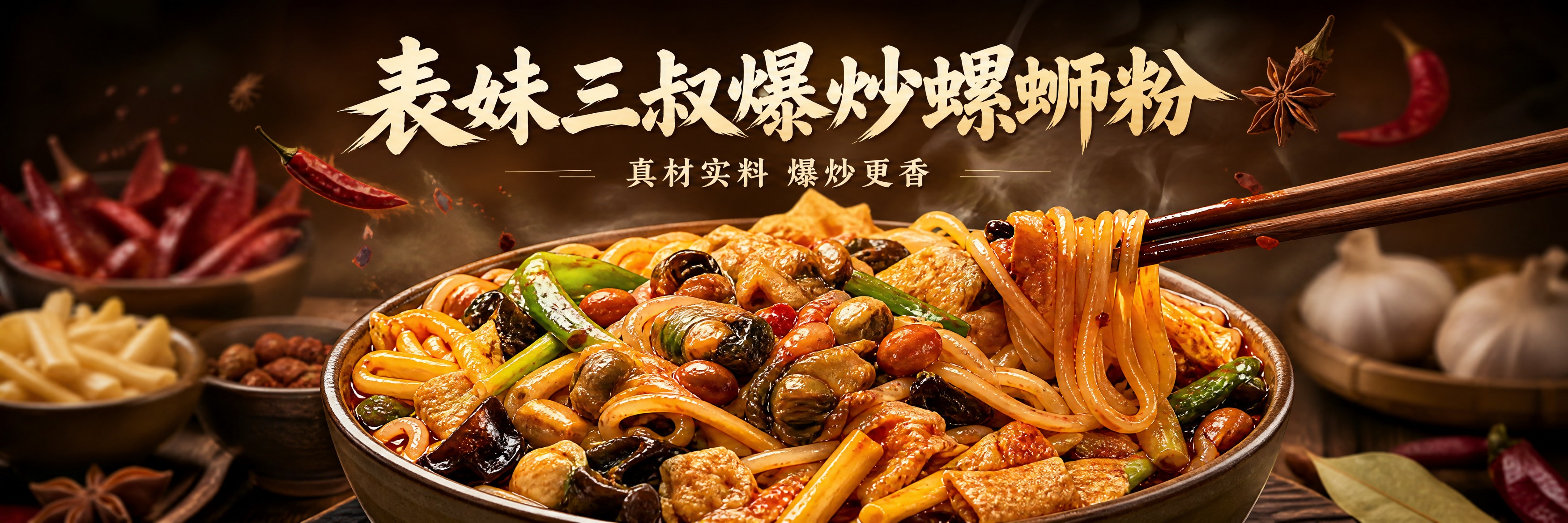写实商业摄影风格，美食海报设计，1053x264超宽横版构图。… - 图片创意预览