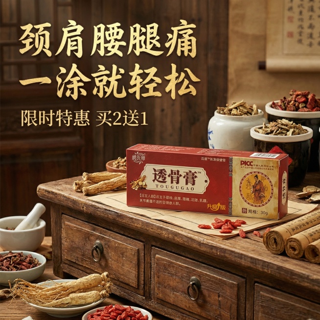 两张图分别更换为古色古香药房桌面背景，增加电商卖点，尺寸为电商主图尺寸8*8预览效果