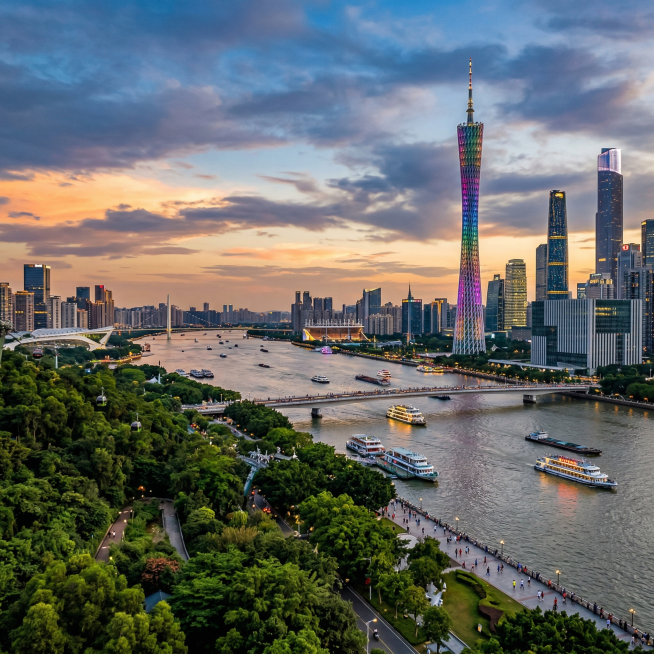 广州城市风景图，展现广州特色地标建筑与自然风光，画面清晰自然，色彩丰富预览效果