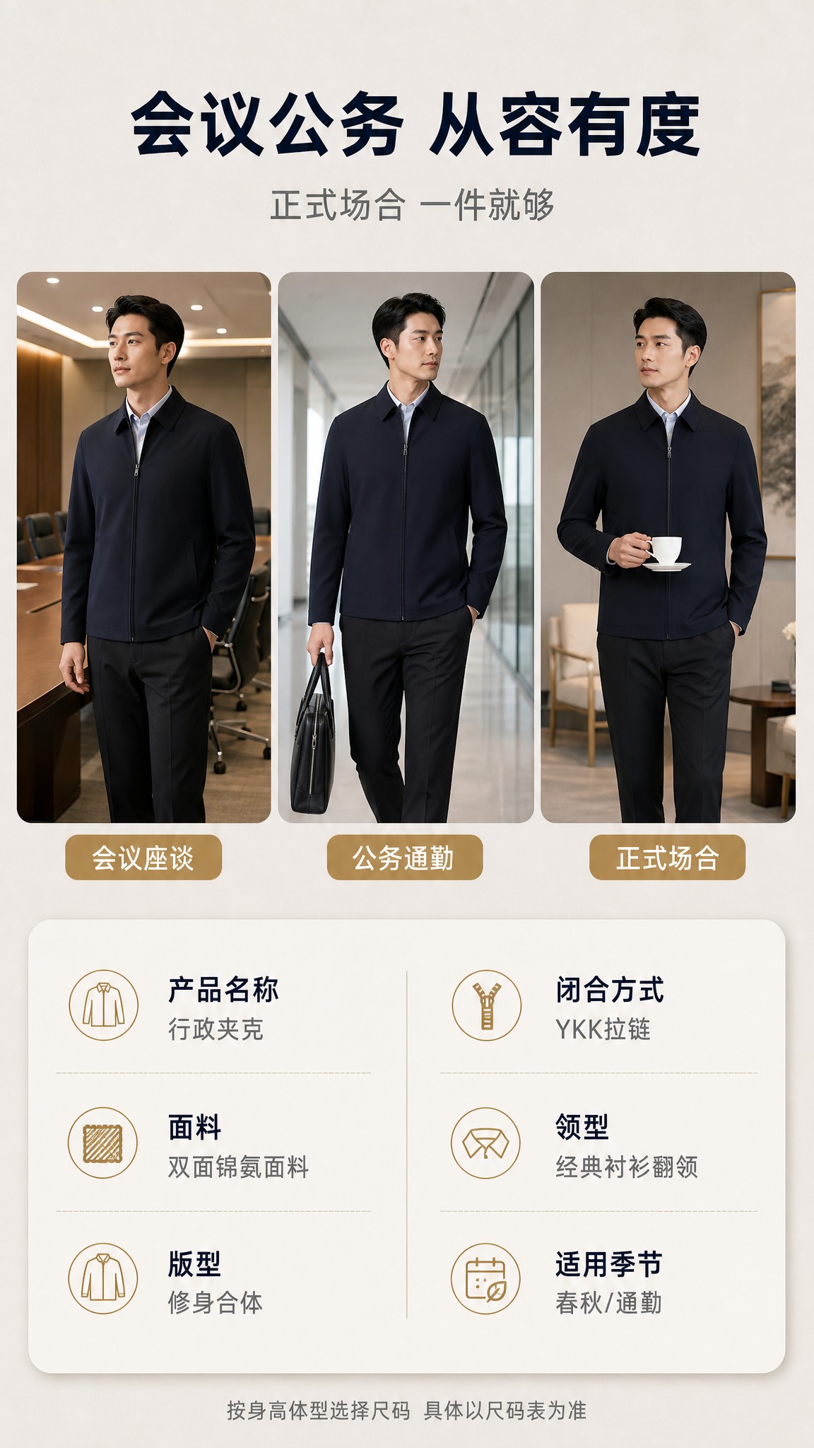 [商品] 使用【图1】深海军蓝行政夹克；保留经典衬衫翻领、前中… - 图片创意预览