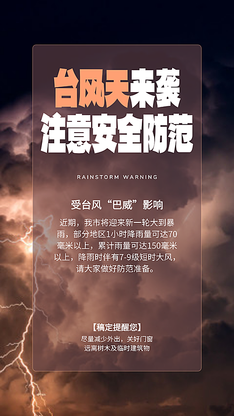 台风暴雨预警安全防范手机海报
