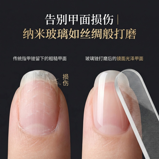 统一背景颜色 要突出产品色   提出产品卖点和特点 生成商用详情 单张分开数量要求8张 要符合国内电商主图要求以高级美工的视角去带入做图 要有文案设计排版 整体光效光影突出产品反提示词： 产品是指甲锉预览效果