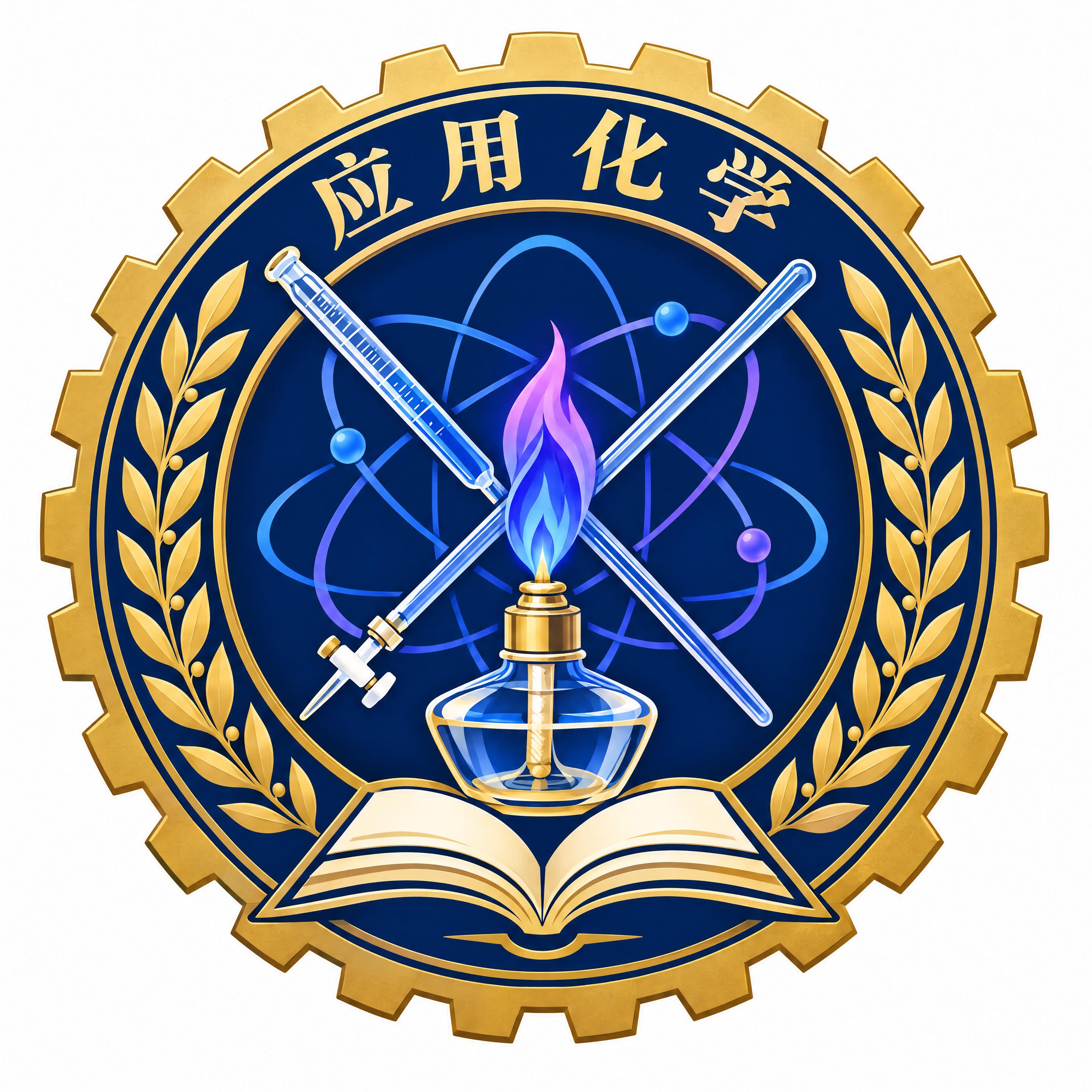 应用化学专业Logo设计，学院徽章风格。圆形徽章造型，外圈是齿… - 图片创意预览