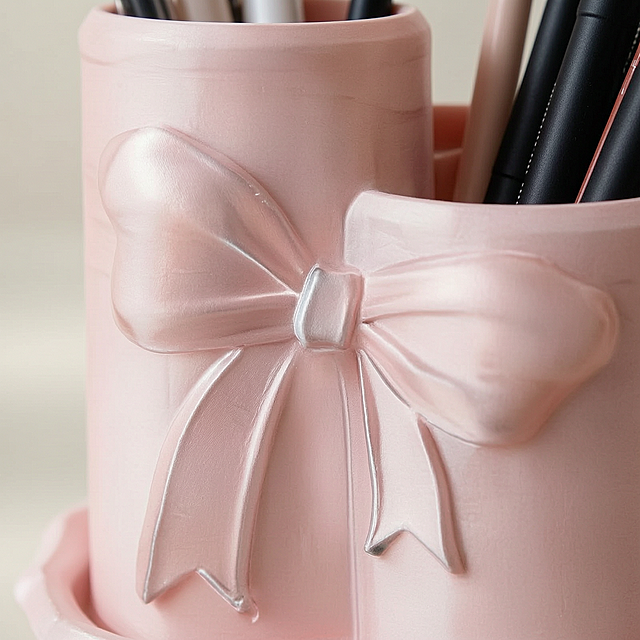 [Main image-3] Macro close-up detail display of pink bow decoration on divided storage bucket.
[Atmosphere style] Exquisite detail, highlight product craft.
[Picture quality] Commercial macro photography, clear details, high resolution, real texture, delicate focus.
[Elements] Focus on the 3D bow decoration on the front of the product, showing the three-dimensional feeling of the bow, the satin material texture, the clear lines and rounded edges of the product. Keep the product appearance (physical structure, material texture, color) absolutely consistent with the input product picture, eliminate any deformation and color difference, fine processing. The key detail area accounts for about 70% of the picture, the picture is full screen without border.
[Light and shadow] Side back light, outline the radian and luster of the bow, highlight the texture of the material, soft transition of light and shadow, highlight the three-dimensional sense of detail.
[Color matching] Main color is product pink, light off-white background, contrast highlights the details, soft and advanced.
[Perspective composition] Close-up front view, focus on the bow decoration, clear focus, blurred background to突出 the subject.
[Text layout] No extra marketing text, comply with cross-border platform specifications, can use very small text labels to mark the "3D Bow Decoration" detail description, does not affect the main body.
[Proportional resolution] 1:1 ratio, 2K resolution; ultra high definition, clear texture.
[Negative prompt] Deformation, watermark, text confusion, blurred product image, messy background, extra text, extra logos, borders.