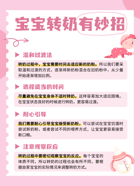 卡通插画风宝宝转奶母婴知识分享小红书配图预览效果