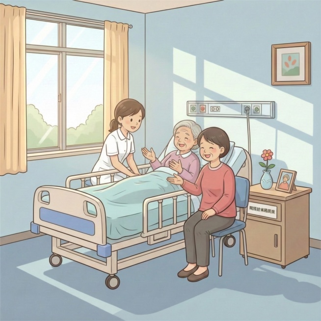 护工正在听病人给她将老故事 两人有说有笑预览效果