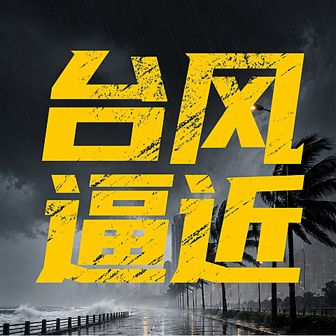 暑期台风逼近防灾科普宣传滨海暴雨街道黄黑磨损粗字纪实公众号次图