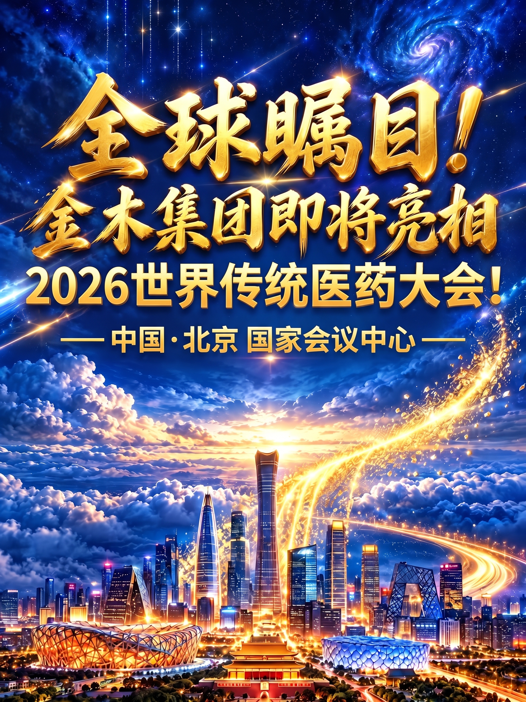 标题修改：第一行标题，大字：全球瞩目！第二行：金木集团即将亮相… - 图片创意预览