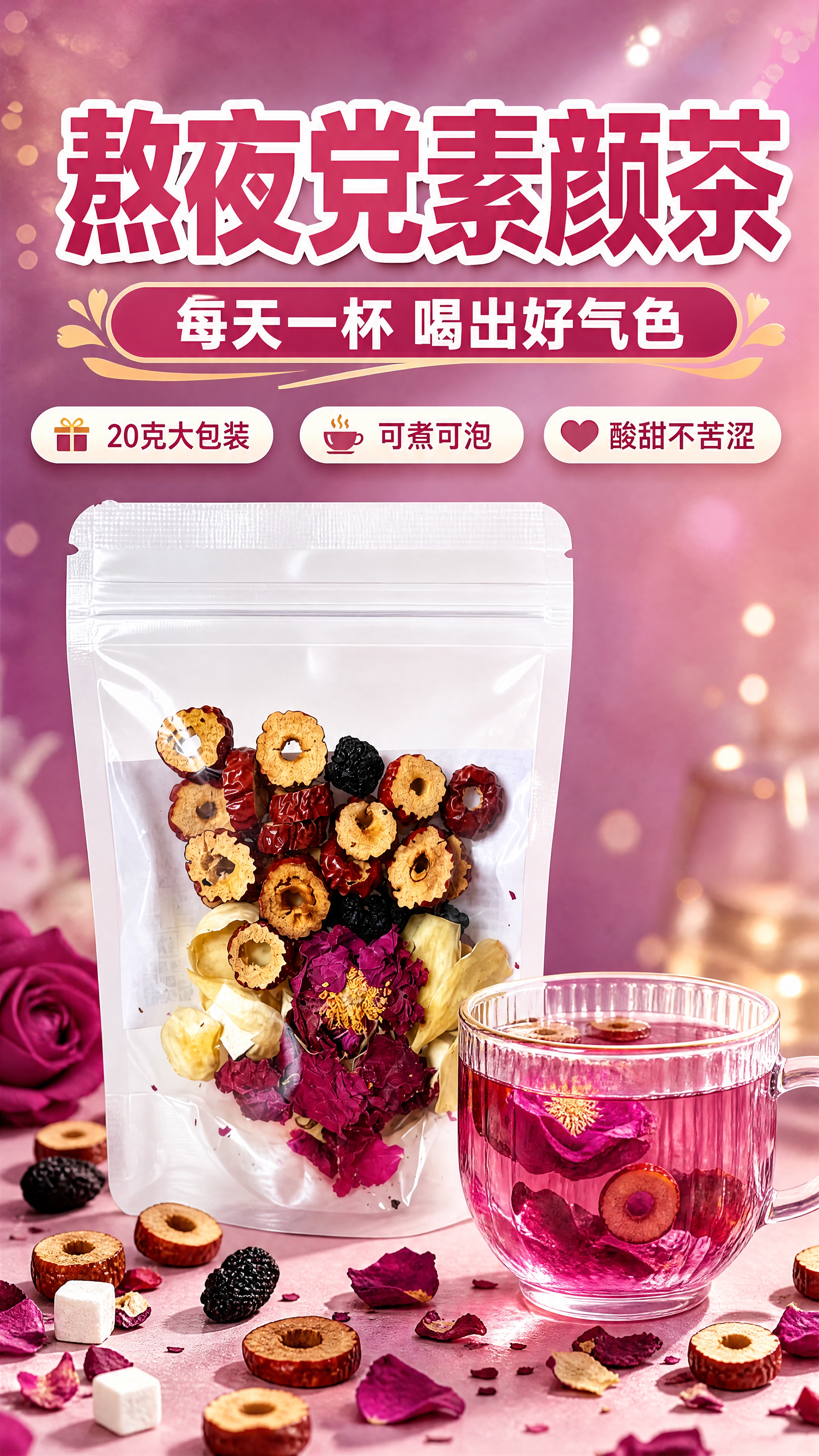 [商品] 使用【图1】玫瑰桑葚茯苓茶透明自立袋正面图；保留透明… - 图片创意预览