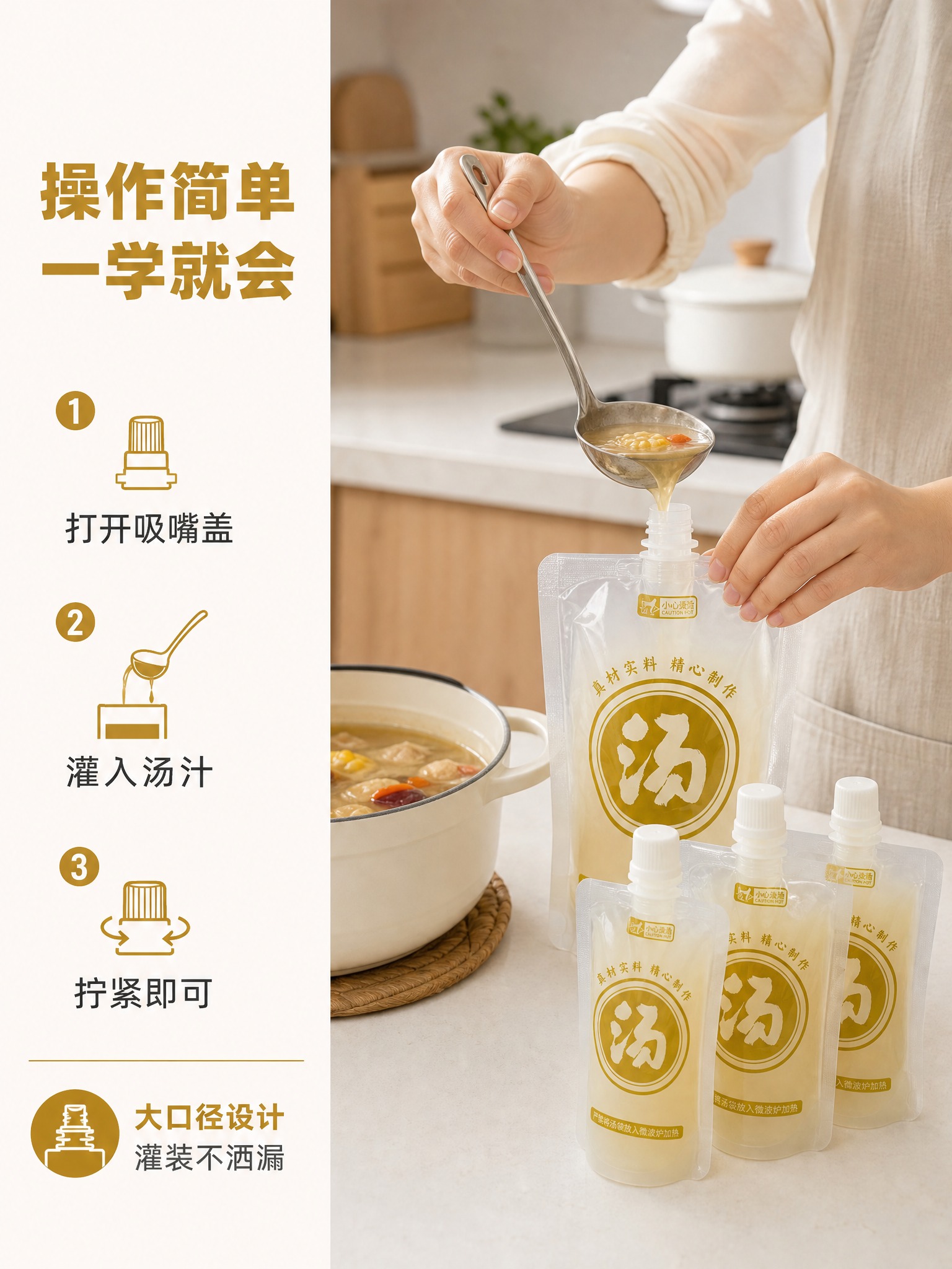 [商品] 使用【图1】食品级透明自立吸嘴袋；保留透明袋身、金色… - 图片创意预览