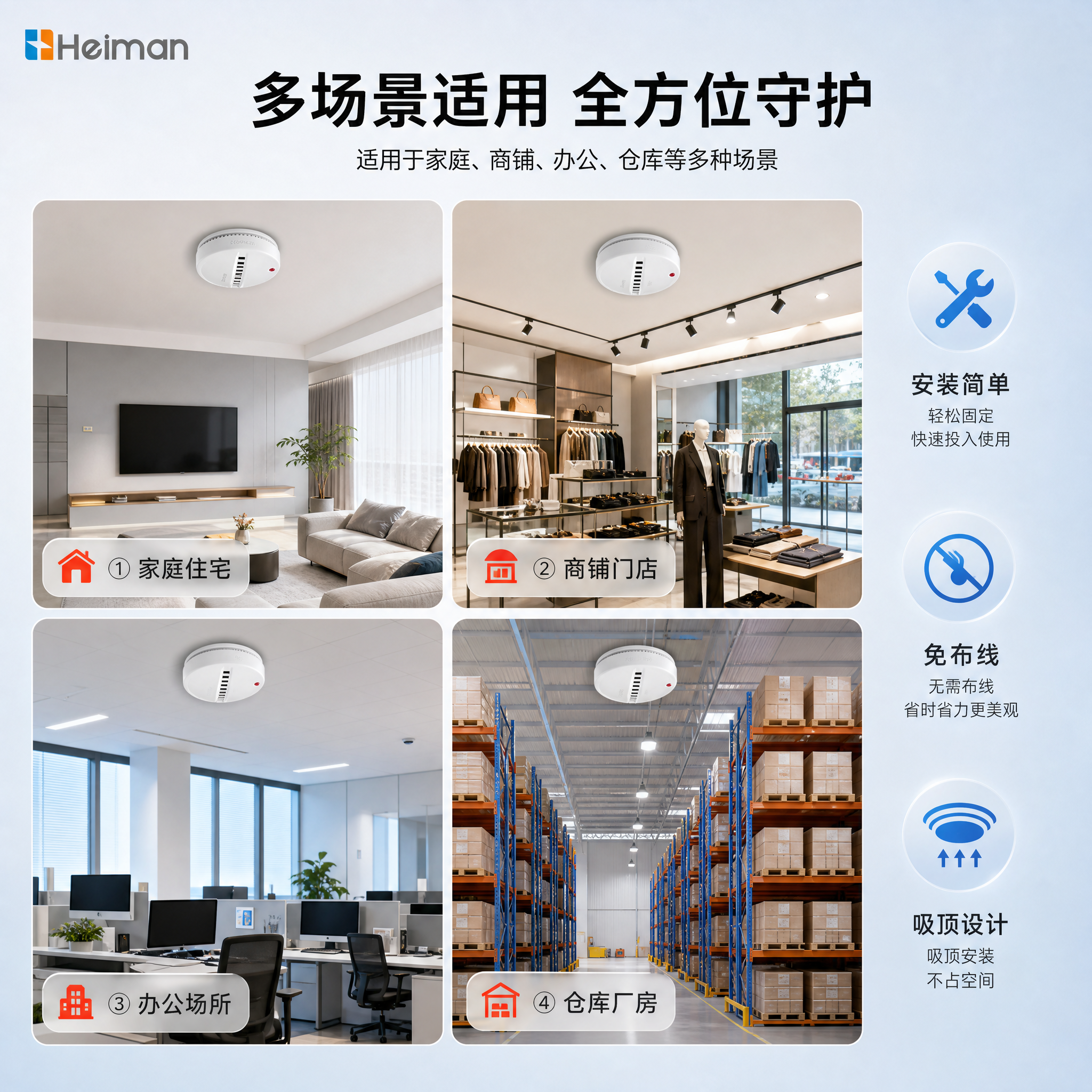 [主图-4] 海曼烟感报警器-系列 场景适用页，任务：展示多场… - 图片创意预览