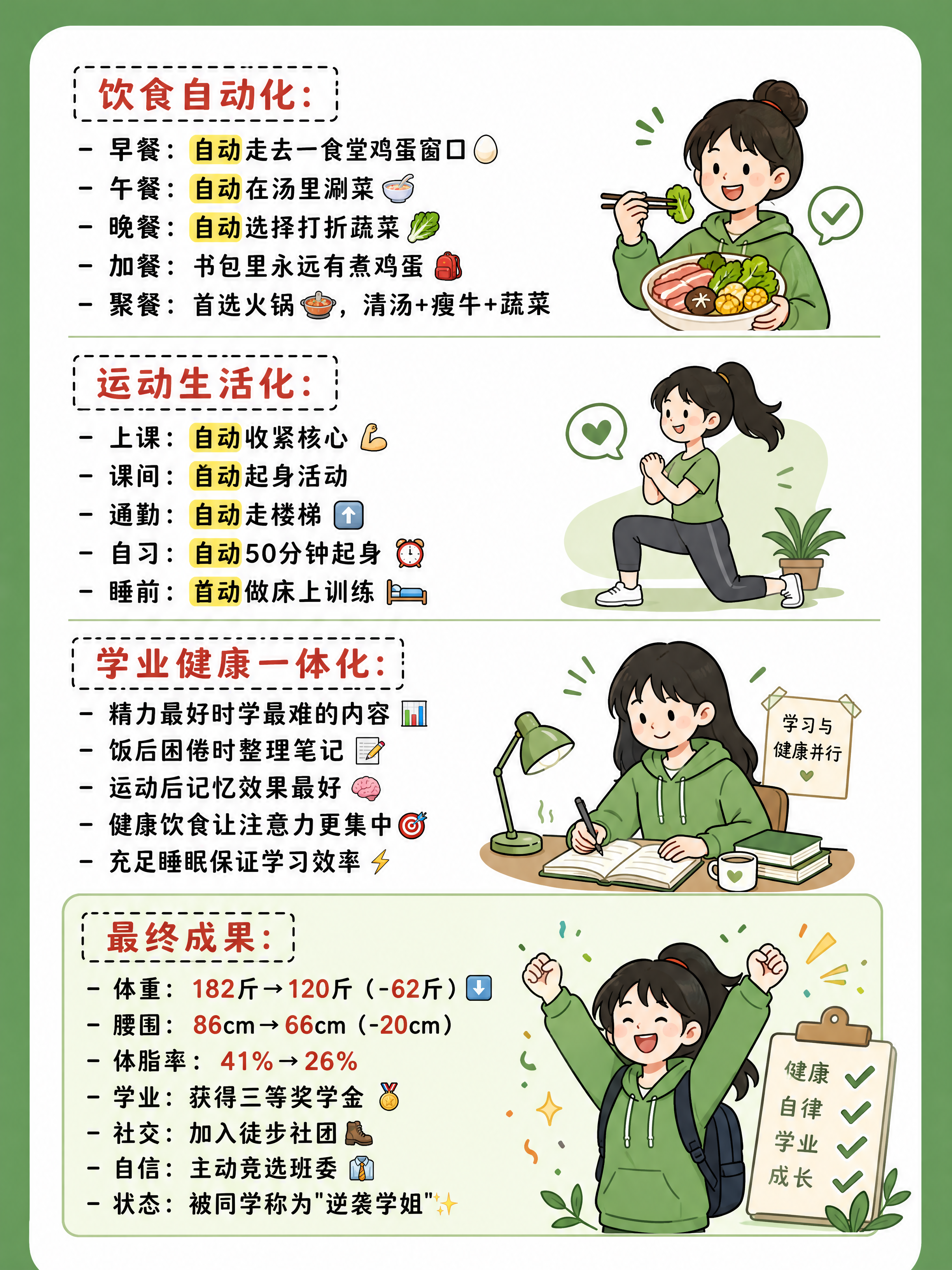 小红书健康科普内页，3:4竖版，绿色手绘科普风，卡通描边平涂风… - 图片创意预览