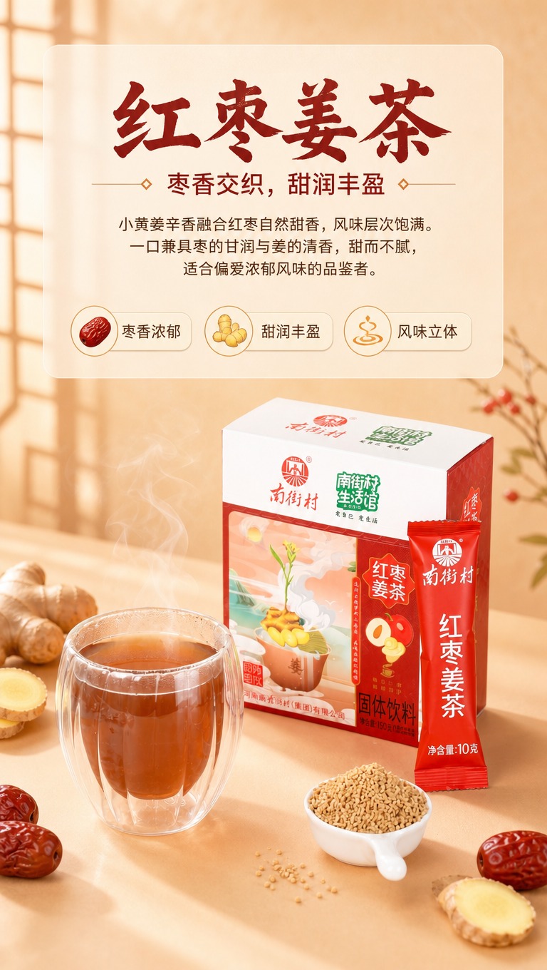 [商品] 使用【图2】南街村红枣姜茶产品组合图（含外盒、红色独… - 图片创意预览