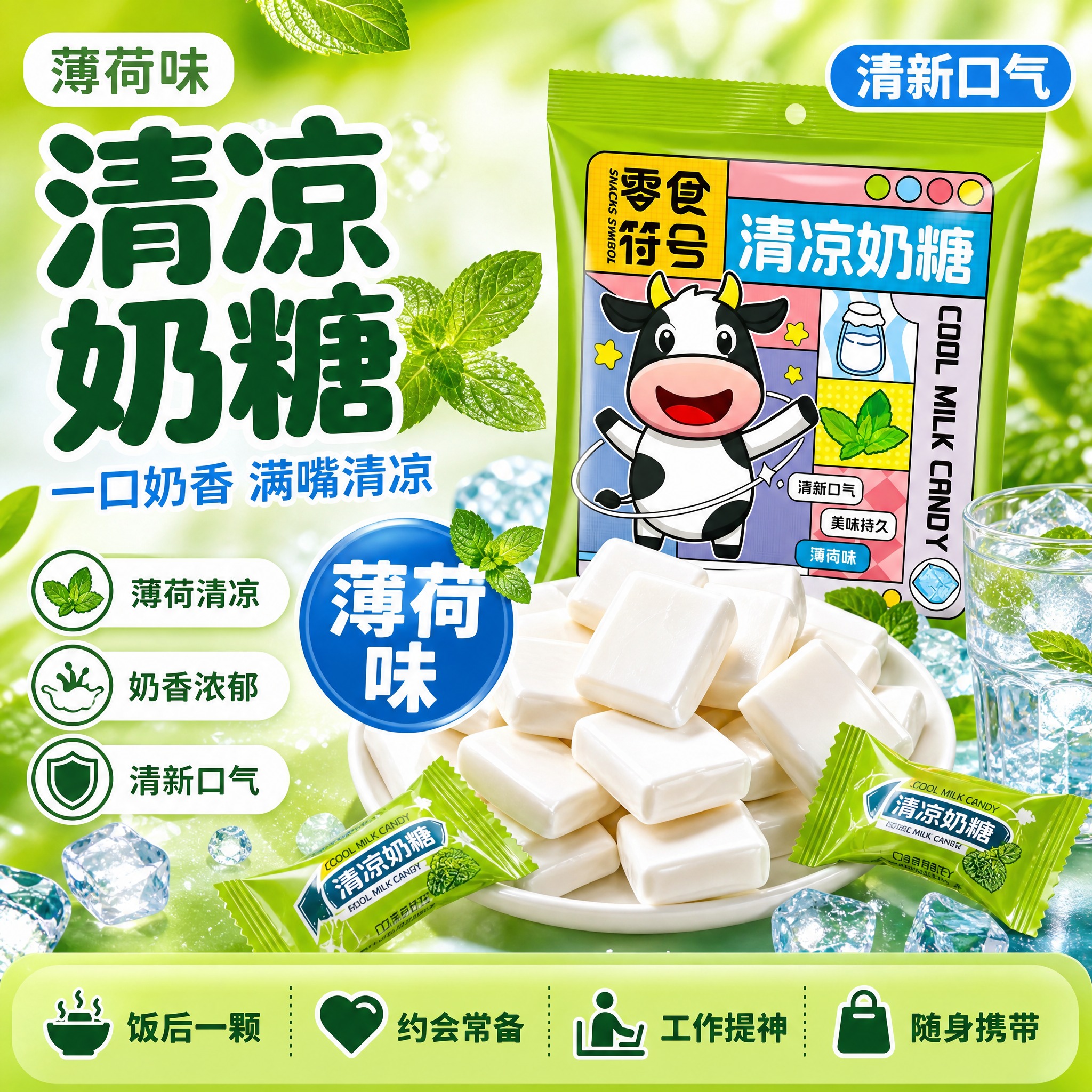 [单张主图] 零食符号清凉奶糖 爆款促销感主图 薄荷味清凉奶糖… - 图片创意预览