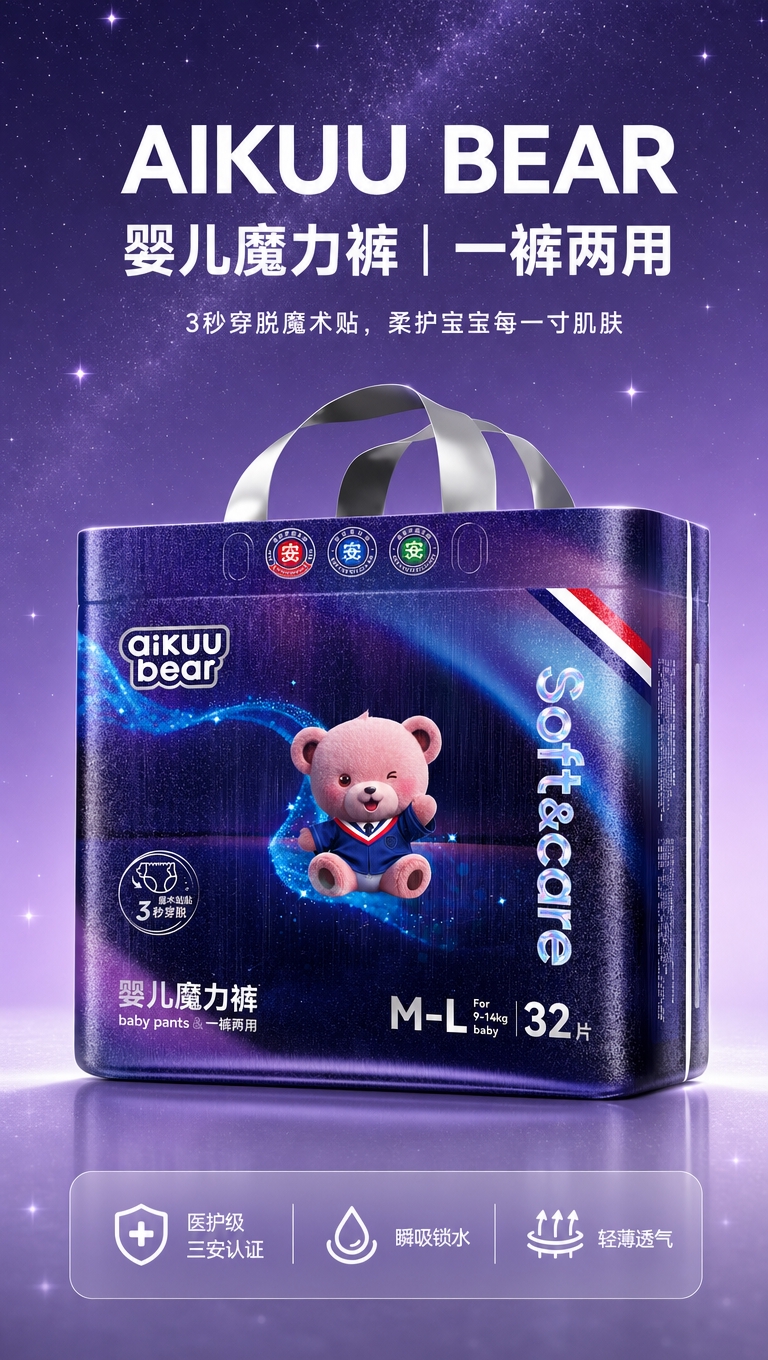 [商品] 使用【图1】AIKUU BEAR爱酷熊婴儿魔力裤包装… - 图片创意预览