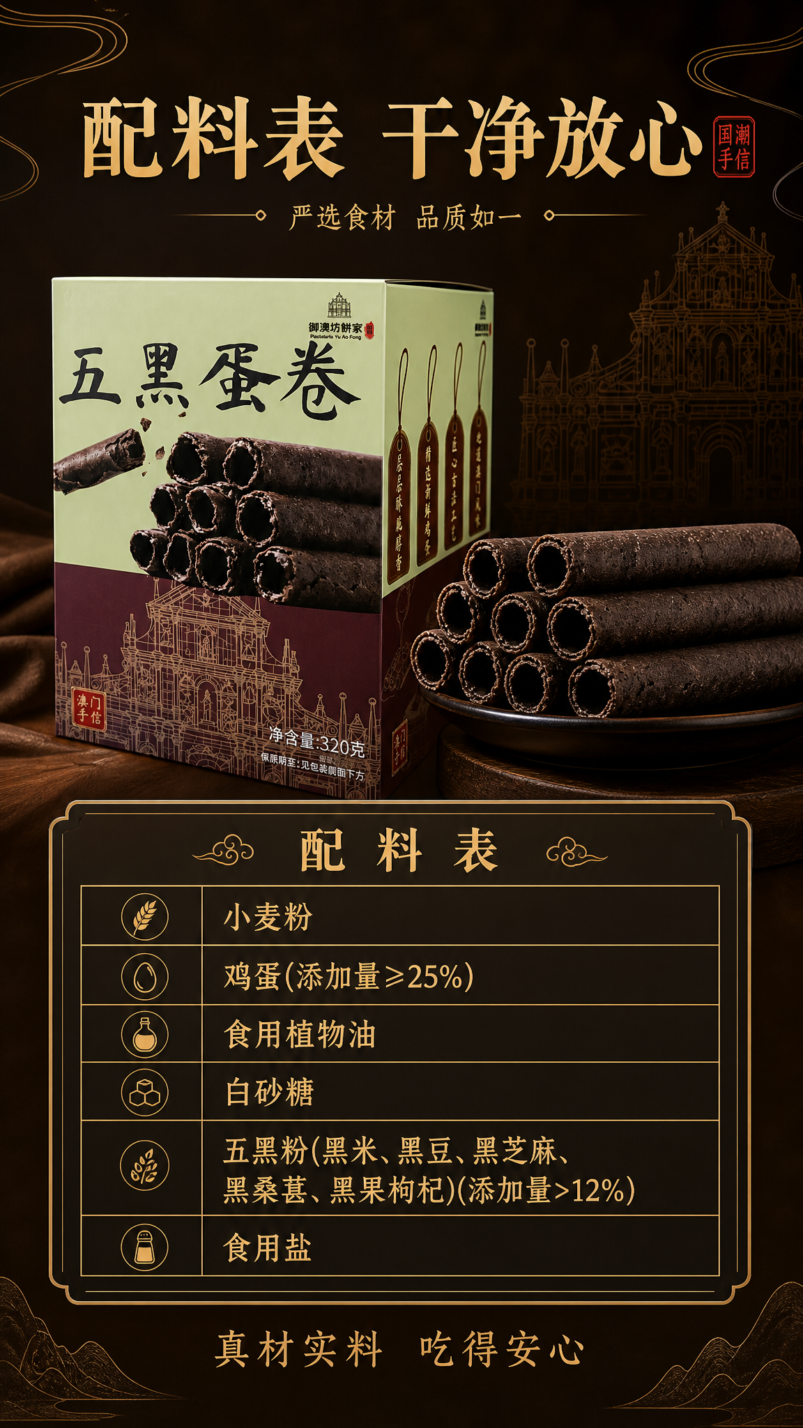电商详情页第4屏（配料表展示），主题：配料表 干净放心。统一视… - 图片创意预览