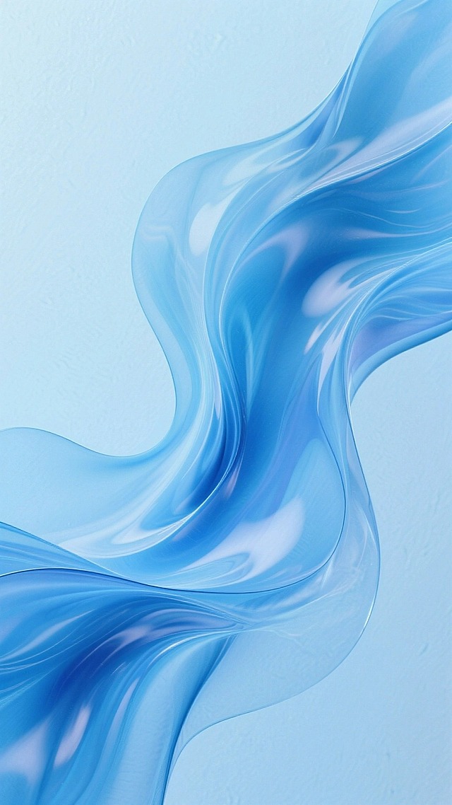 柔和的蓝渐变流体，丝绸质感动态曲线交织，半透明材质光晕效果，浅蓝色背景衬托色彩流动