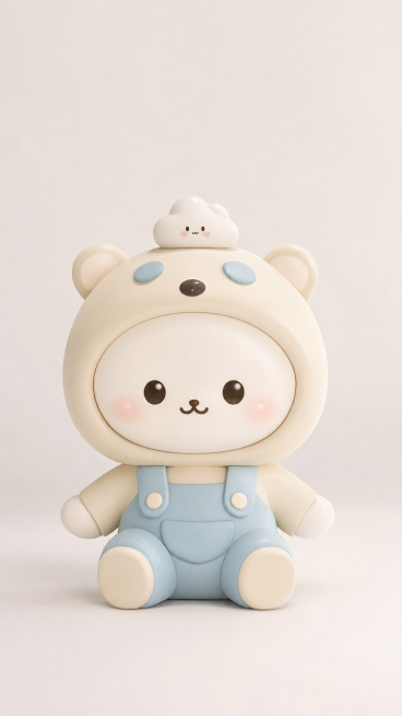 生成另一款不同设计的潮玩盲盒公仔人仔，保持Q版可爱风格，简化身上细节，避免复杂设计预览效果
