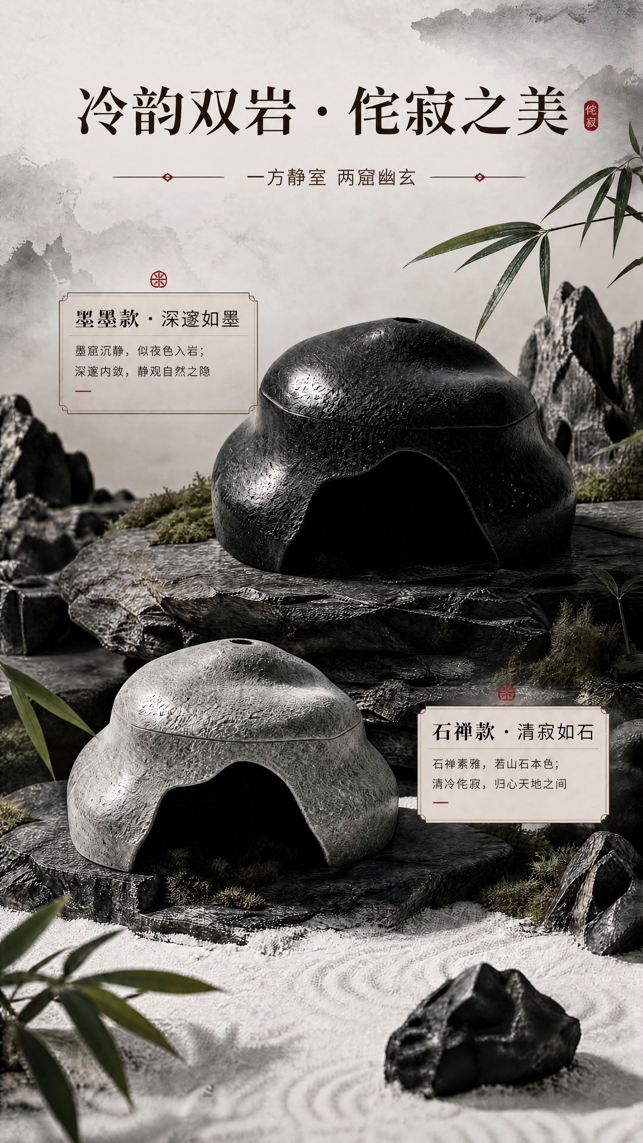 基于这张图片，将「玄墨款」改为「墨窟款」，「青岩款」改为「石禅… - 图片创意预览