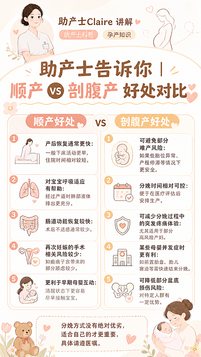将顶部文字去掉原有的"助产士 个人IP"，替换为"助产士Claire 讲解"，其他内容和排版风格保持不变，整体还是温馨暖色调的小红书孕产科普图文