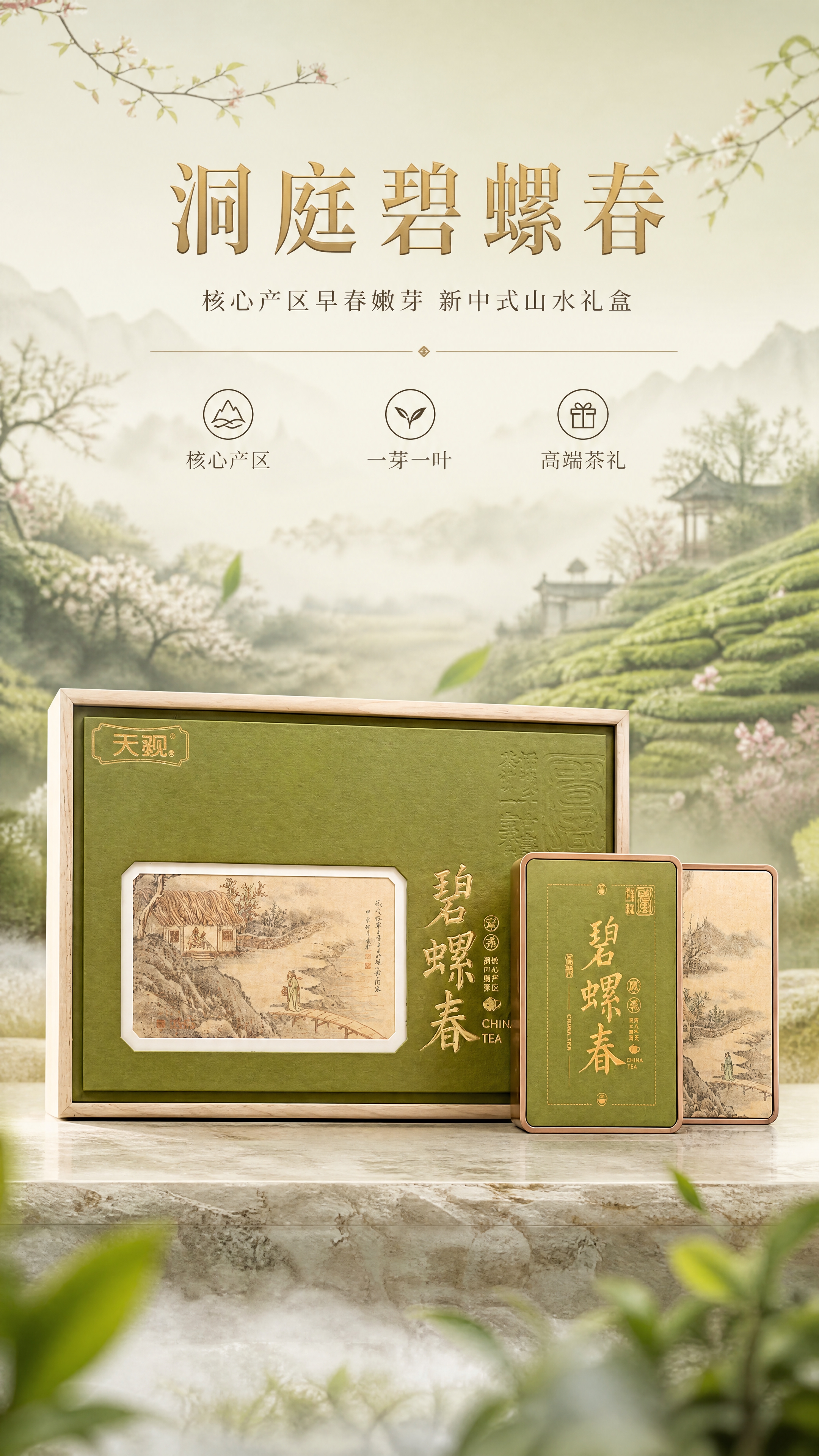 [商品] 使用【图1】碧螺春山水木框礼盒（大礼盒+前方两个小茶… - 图片创意预览
