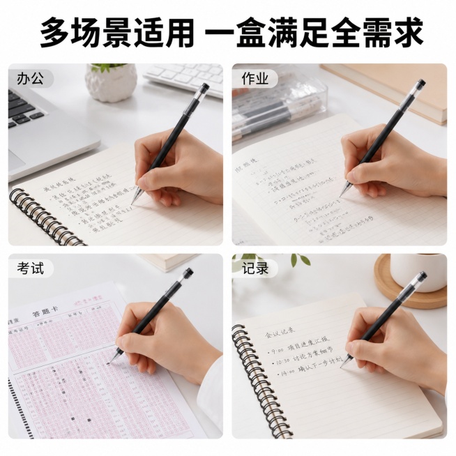 「图片1」「图片1」「图片1」商品名称为好来星中性笔，卖点：20支笔＋50支笔芯，书写顺滑不断墨，出墨均匀，中性笔套装，办公，写作业，考试均可使用预览效果