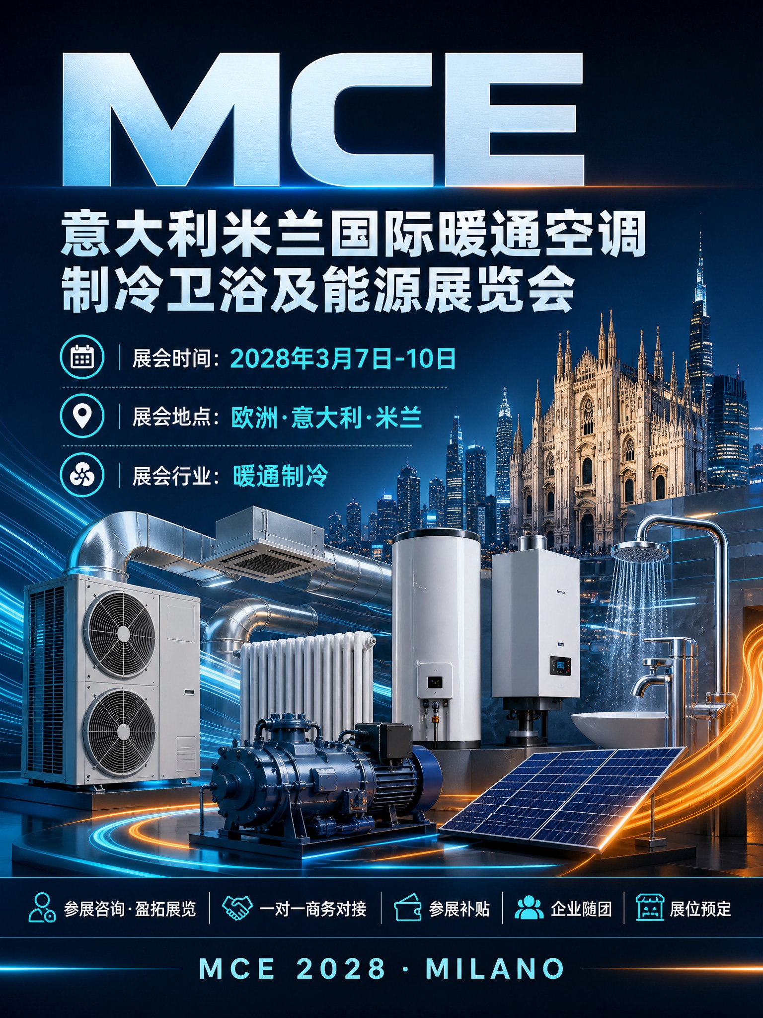 制作一张3:4竖版国际暖通空调制冷卫浴及能源展览会宣传海报，主… - 图片创意预览