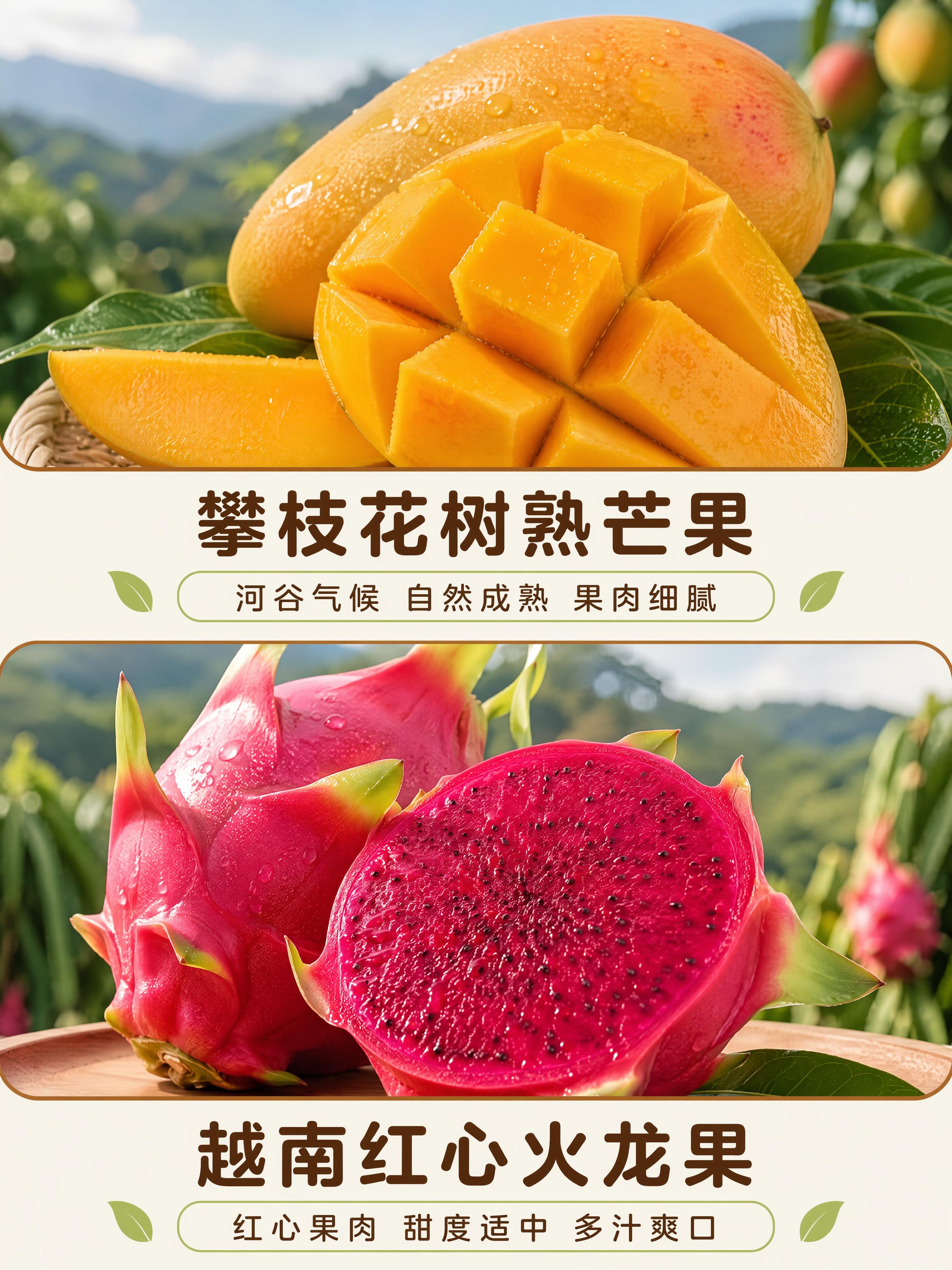 [第4屏] 攀枝花树熟芒果与越南红心火龙果双果特色展示。 [氛… - 图片创意预览
