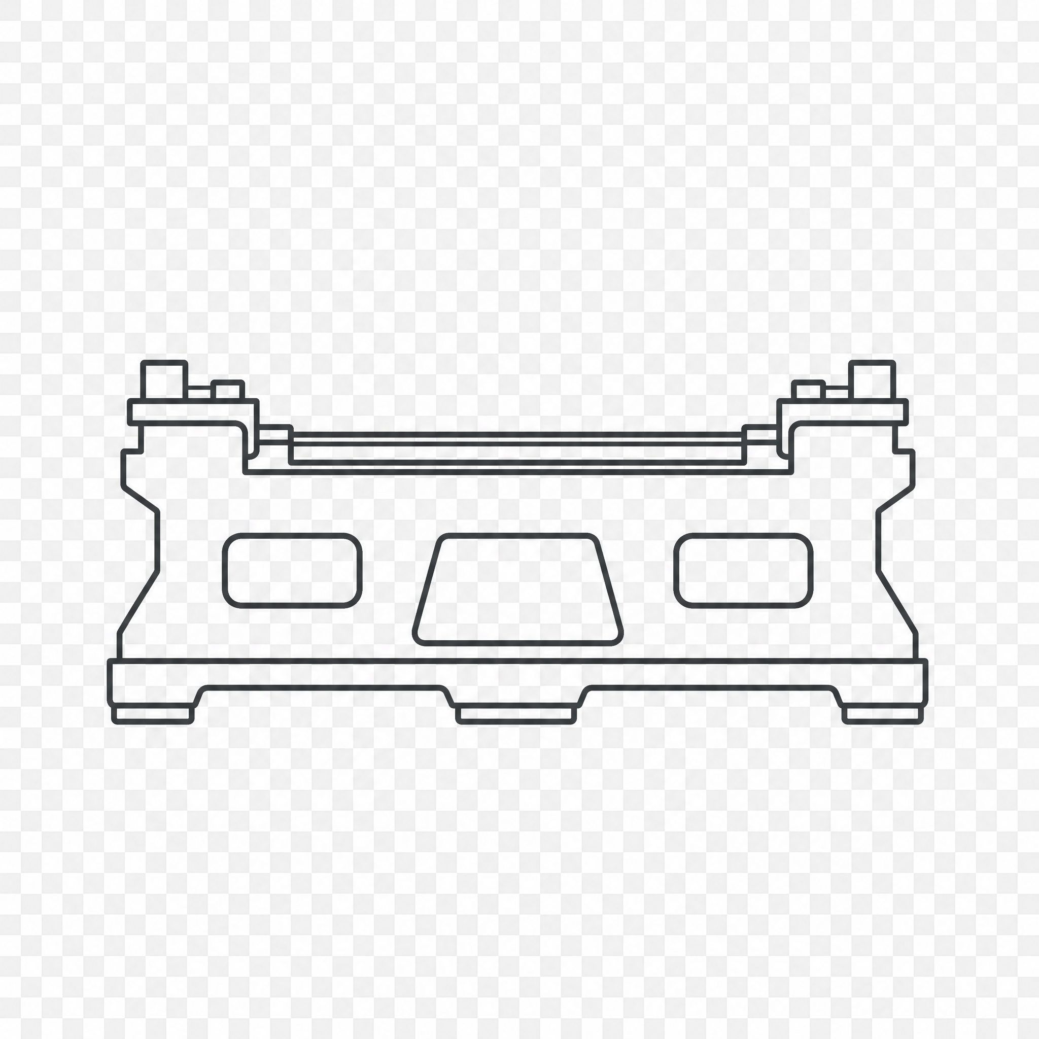 一个平面简约风格的机床床身图标，透明背景PNG，深灰色细线条，… - 图片创意预览