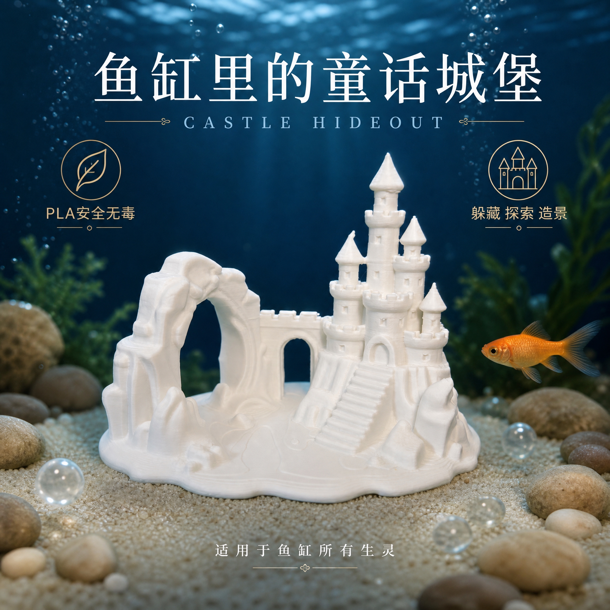 [主图-1] 淘宝首图/点击率：一眼看出是白色城堡鱼缸躲避屋，… - 图片创意预览
