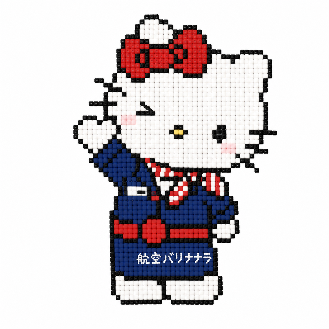 将图中的Hello Kitty形象转换为拼豆像素风格，保留原有… - 图片创意预览