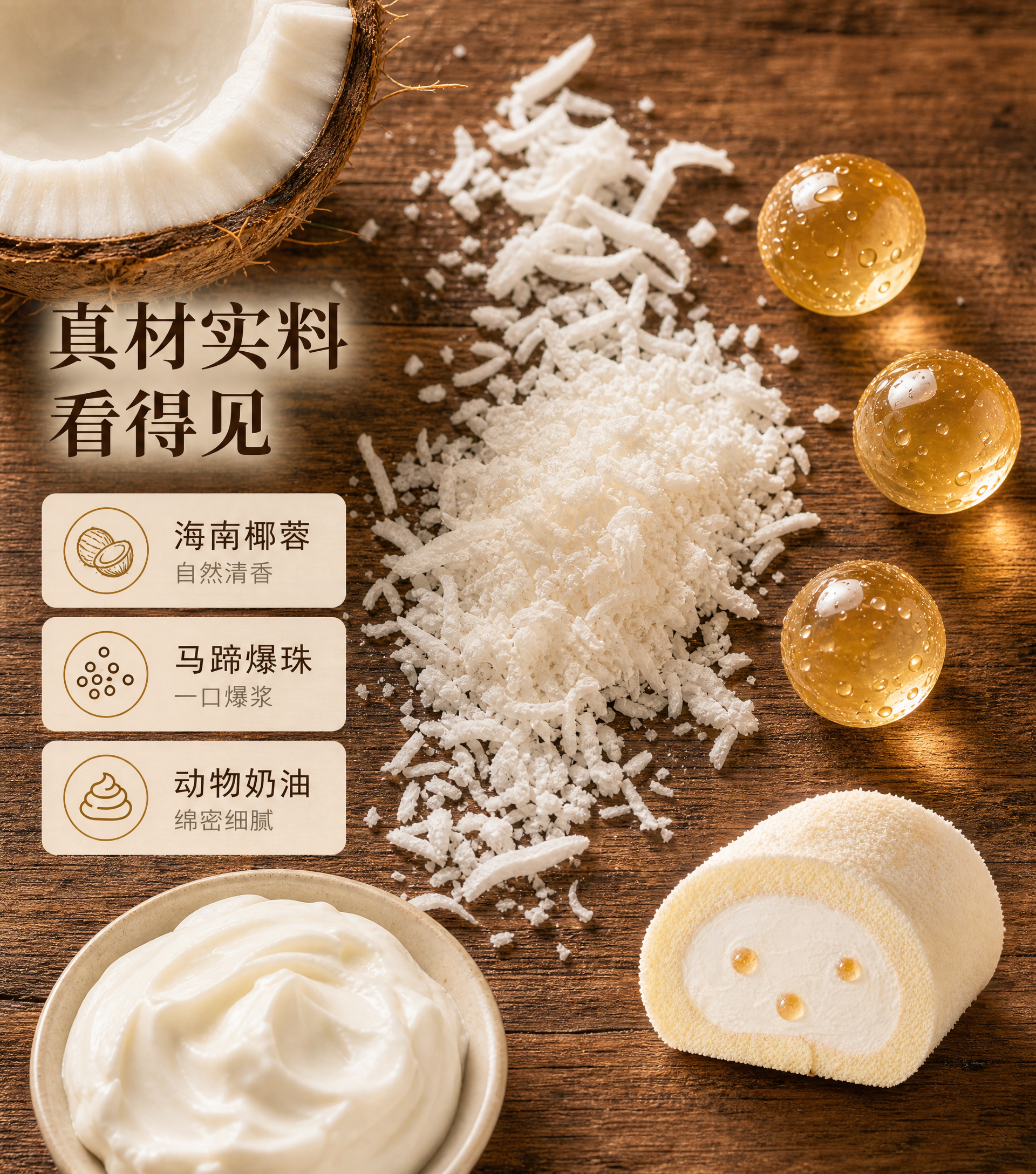 [商品] 成分原料页，产品图作辅助小图出现于右下角；保留生椰爆… - 图片创意预览