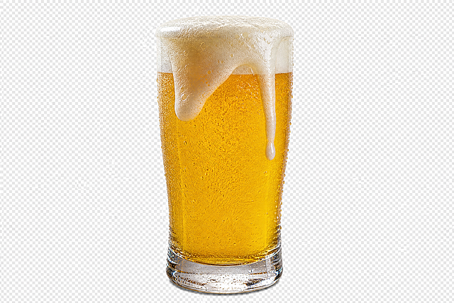 参考图1中啤酒的泡沫形态、质感和溢出效果，将图2的玻璃杯装满啤酒，液体为青岛啤酒全麦拉格风格的清澈金黄色，酒体通透清亮，顶部有绵密细腻的白色泡沫并自然溢出滴落，杯壁挂有细密水珠，保持玻璃杯的形状和透明质感，商业产品摄影风格，高清细节，真实质感