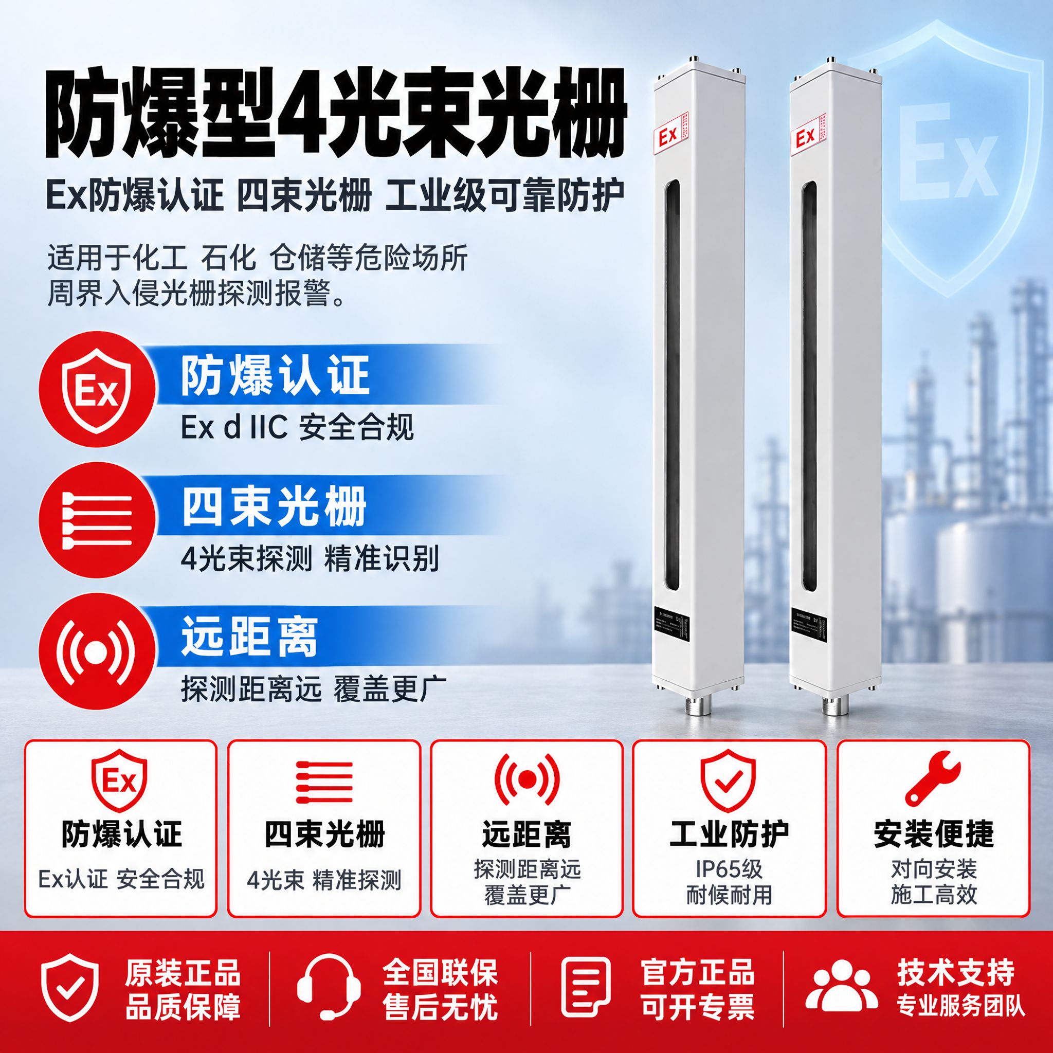 [主图-1] 商品名称：防爆型4光束光栅。主题：按参考模板版式… - 图片创意预览