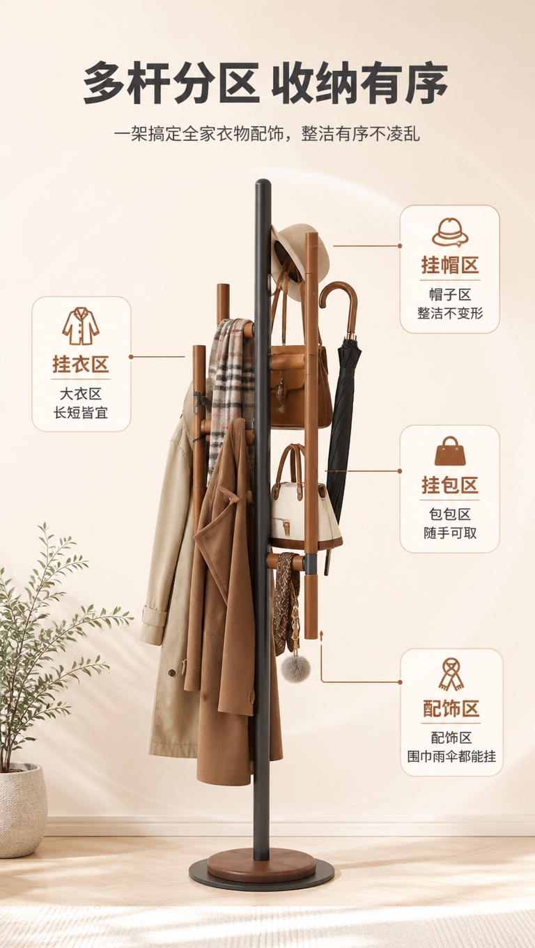 [商品] 使用【图1】中款焦糖棕马鞍皮衣帽架；保留完整结构、颜… - 图片创意预览