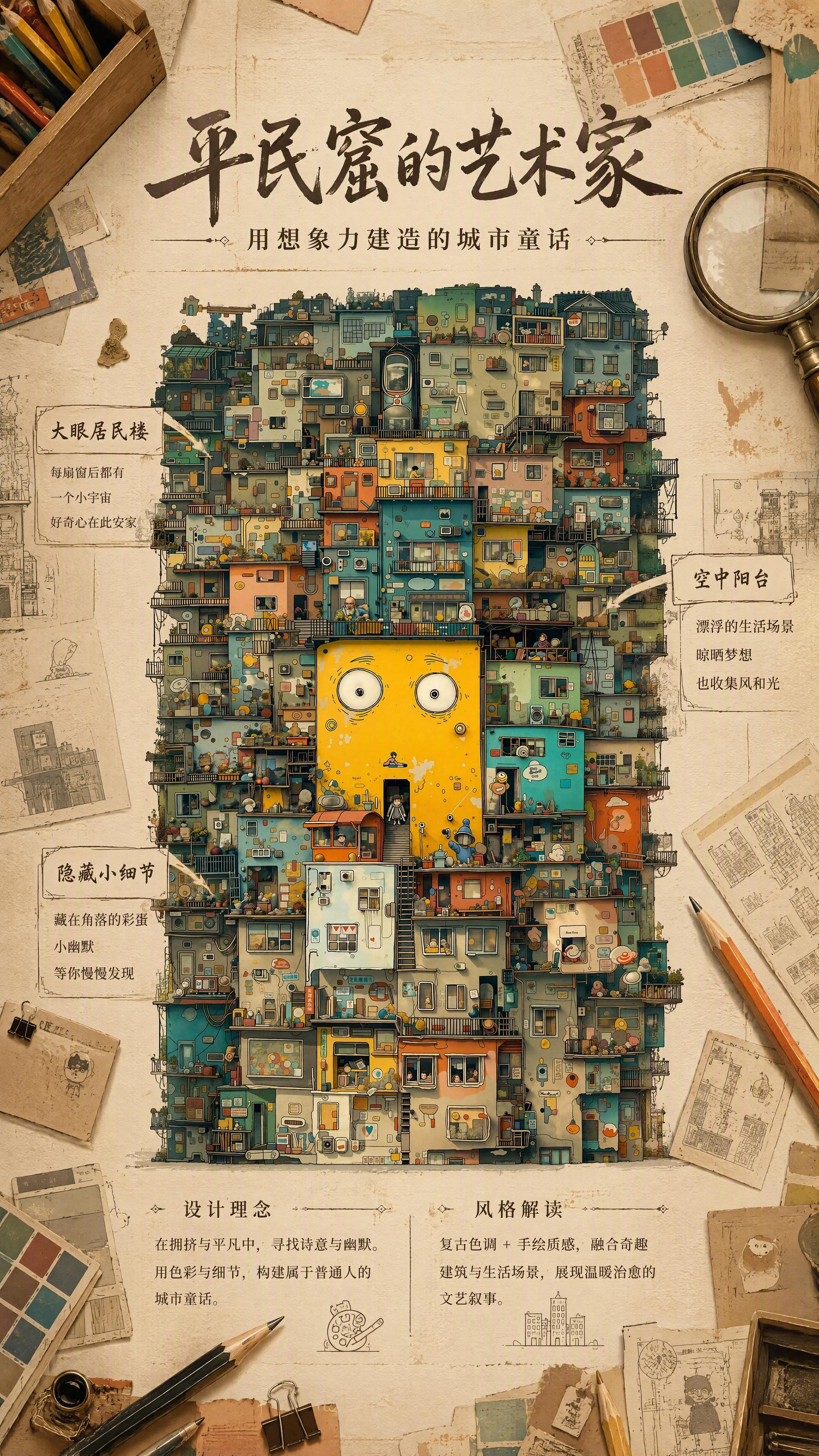 第4张 设计故事-平民窟的艺术家立体相克画插画创意解析。本张使… - 图片创意预览