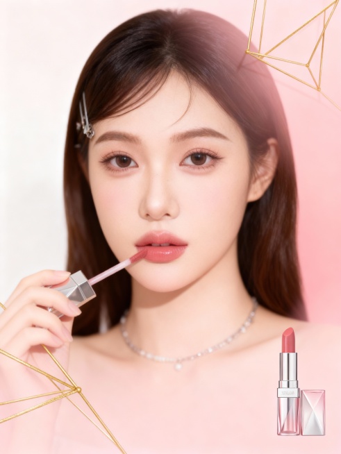 基于这张图，帮我生成一个口红的海报预览效果