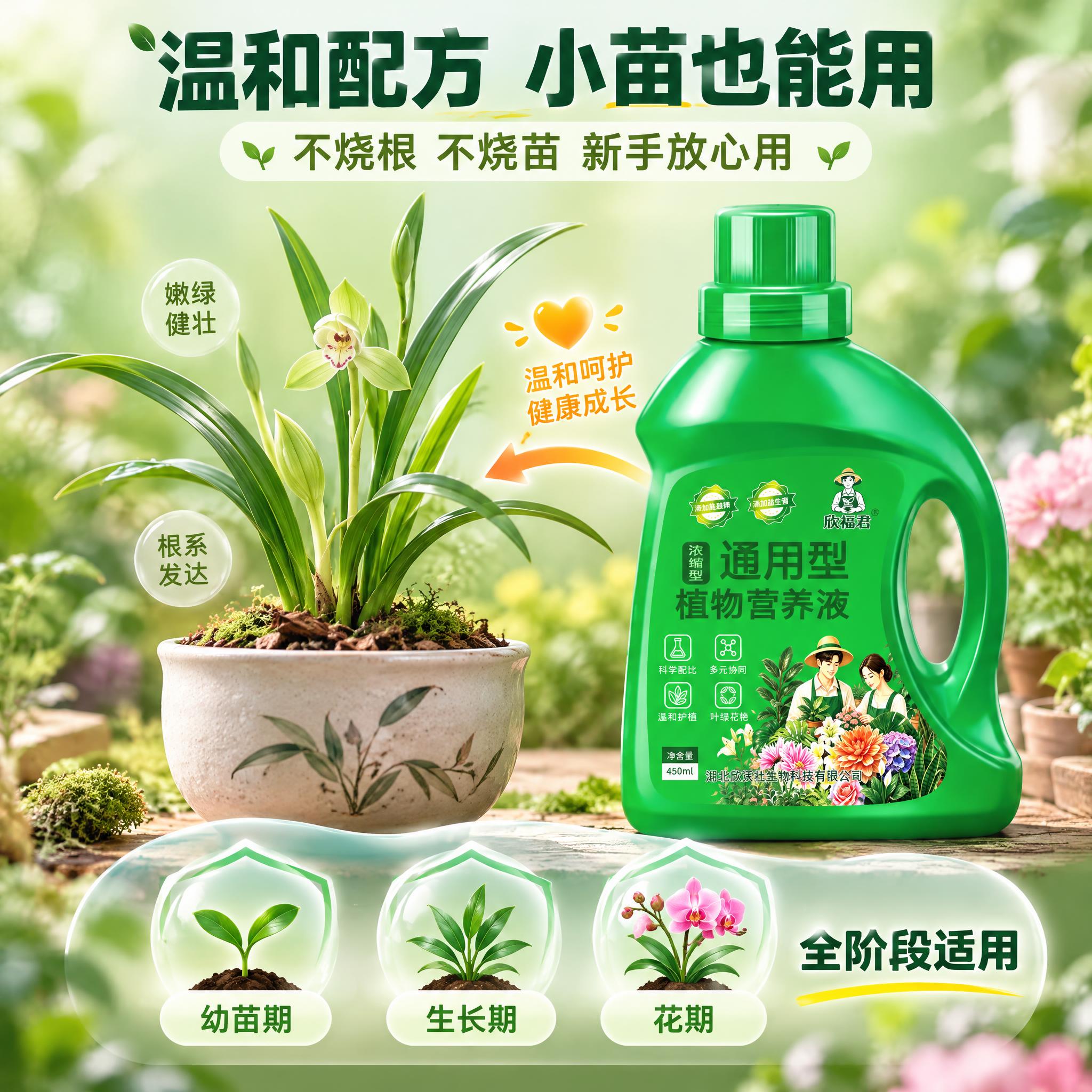 [主图-9] 欣福君通用型植物营养液 温和护植不烧苗卖点图。… - 图片创意预览