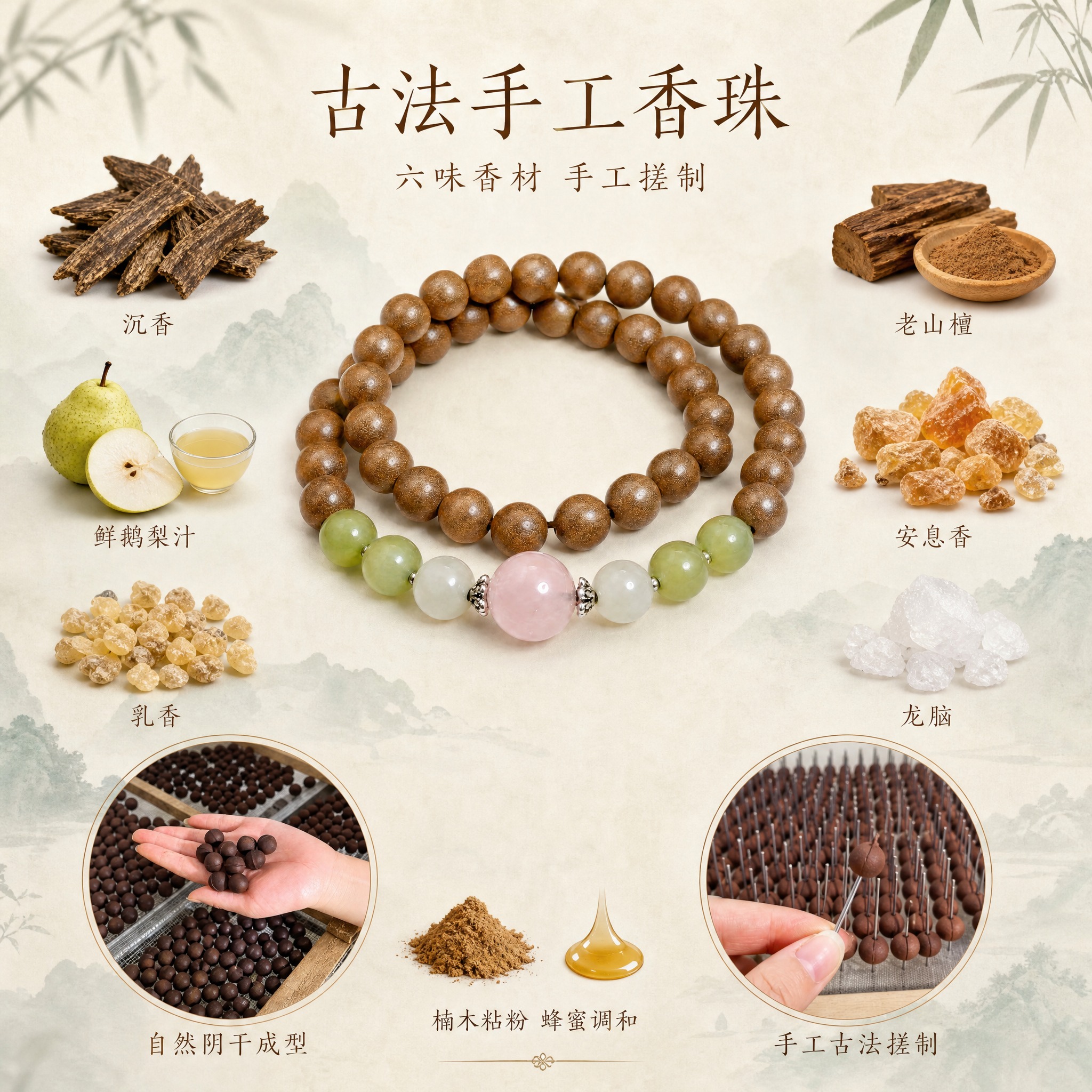 [单张主图] 古法手工香珠手串 高级氛围感主图 小红书1:1… - 图片创意预览