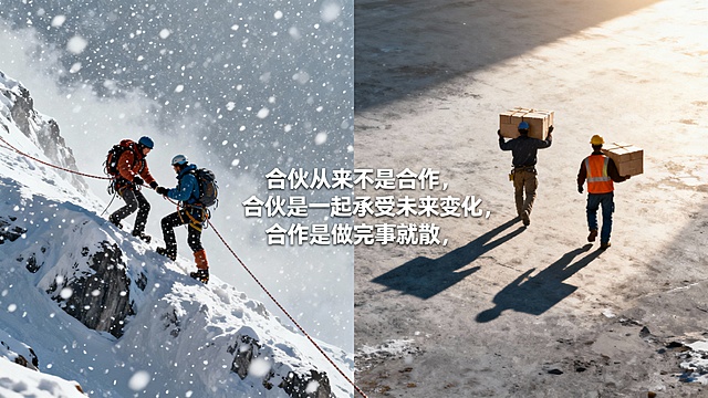 合伙从来不是合作，合伙是一起承受未来变化，合作是做完事就散。
