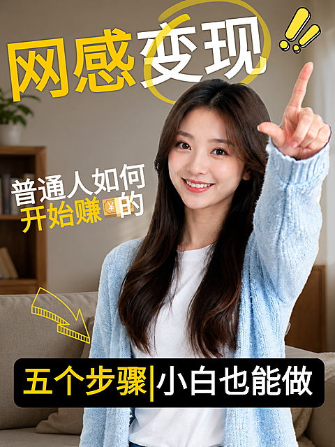 网感变现攻略指南真人大字风小红书封面
