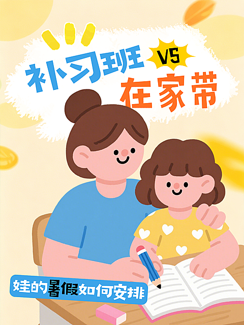 暑期假期计划安排教育培训趣味卡通小红书封面