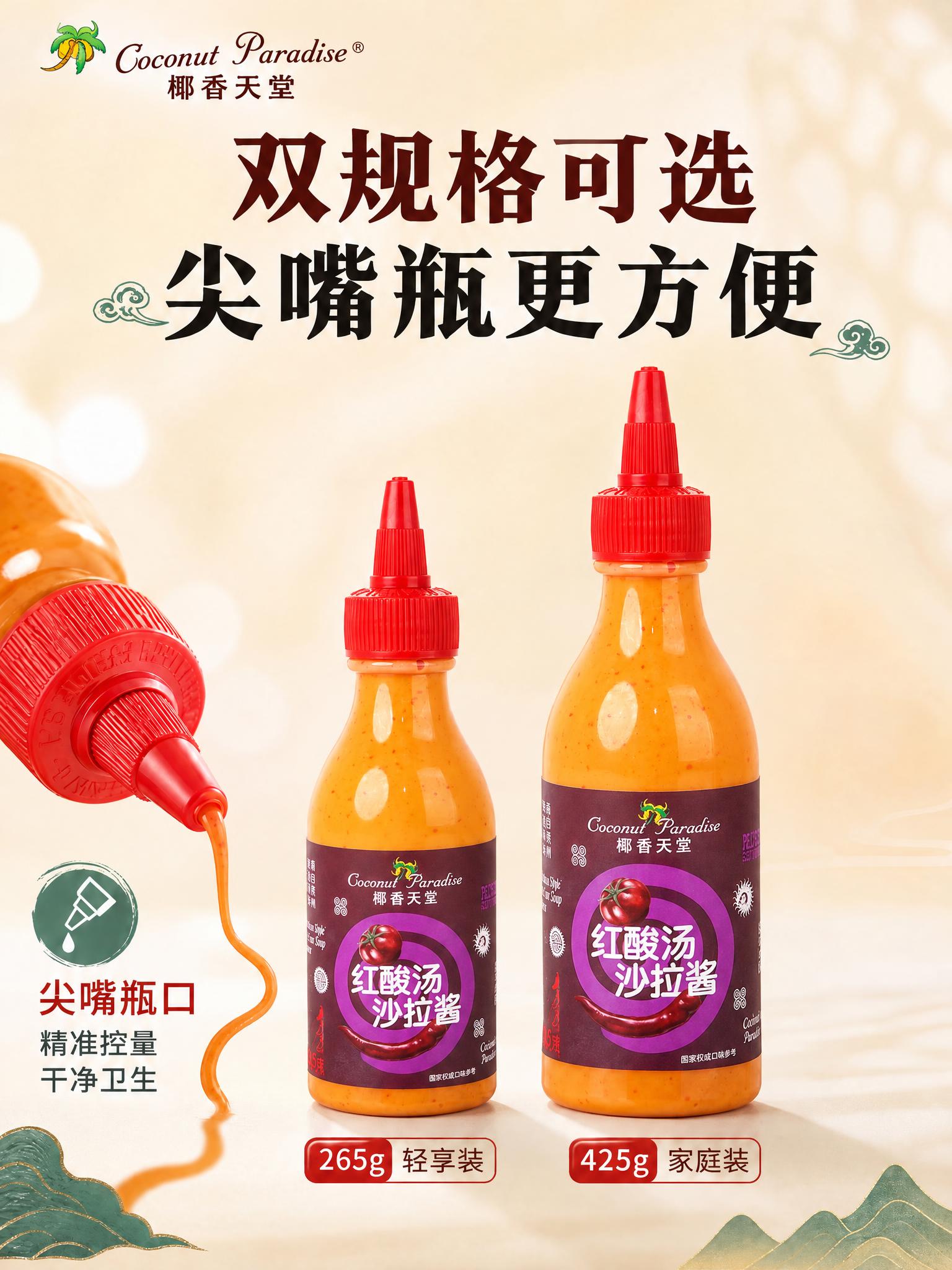 图生图替换产品主体：把画面中的两支酱料瓶（左侧倒出酱汁的尖嘴瓶… - 图片创意预览