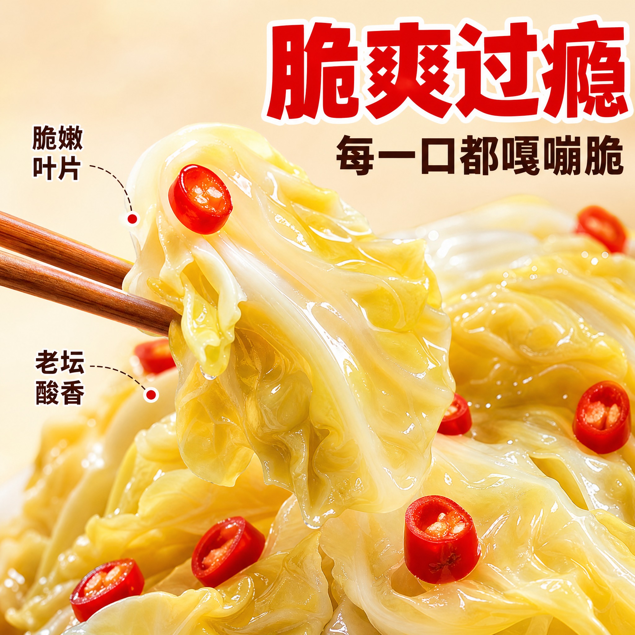 [主图-3] 细节微距 脆爽口感展示主题。拼多多风格直白大字。… - 图片创意预览